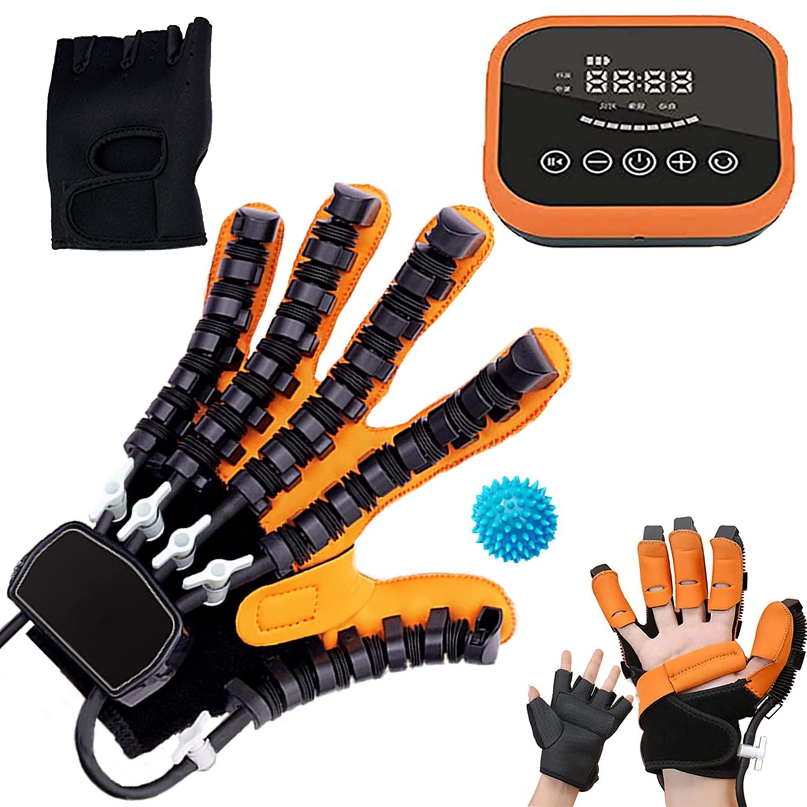 Rehabilitation Robot Gloves for Hand Recovery - Smart Rechargeable Finger Training Orthotics for Stroke, Hemiplegia & Arthritis Patients (Left & Right Hand) - Neuro Stimulator for Physical Therapy & Home Rehabilitation