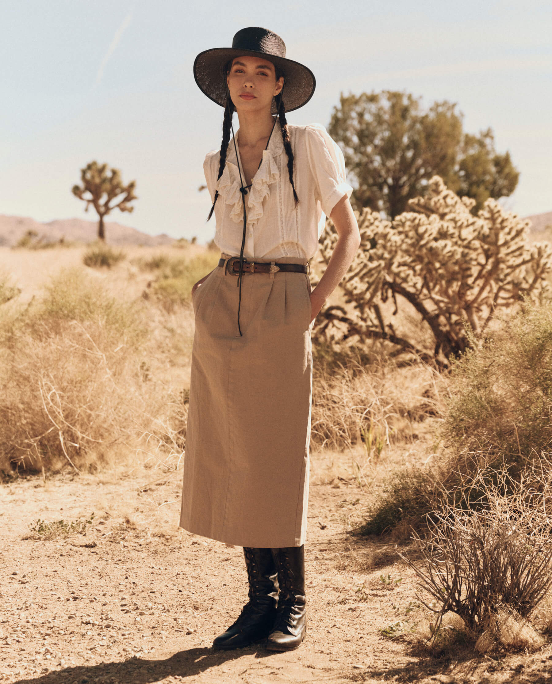 Elegant Pleated Column Skirt - Desert Fatigue Style for Women | Perfect for Office, Party & Casual Wear