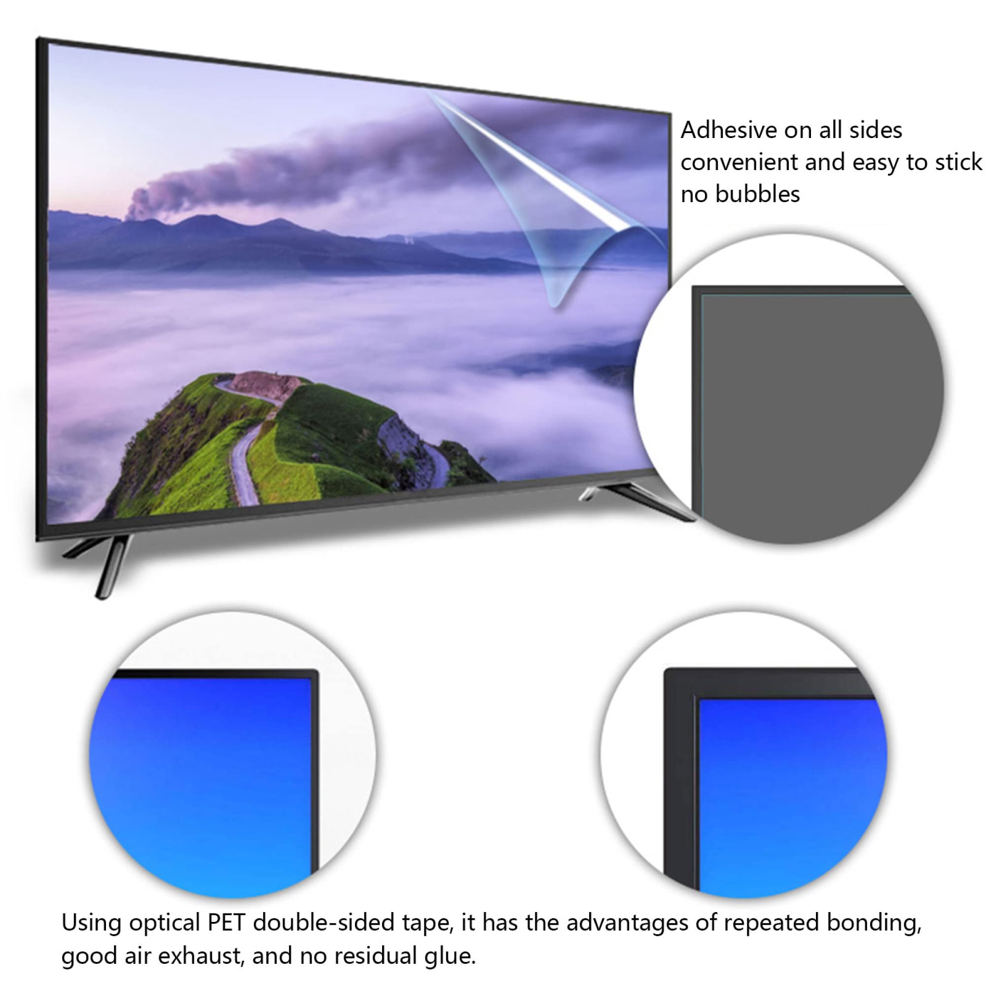 43-65 Inch Anti Glare TV Screen Protector - Matte Frosted Film for LCD, LED, 4K OLED TVs (55in 1221x689mm) | Reduces Blue Light, Eye Strain & Improves Sleep | Ideal for Home Theater, Gaming & Office Use