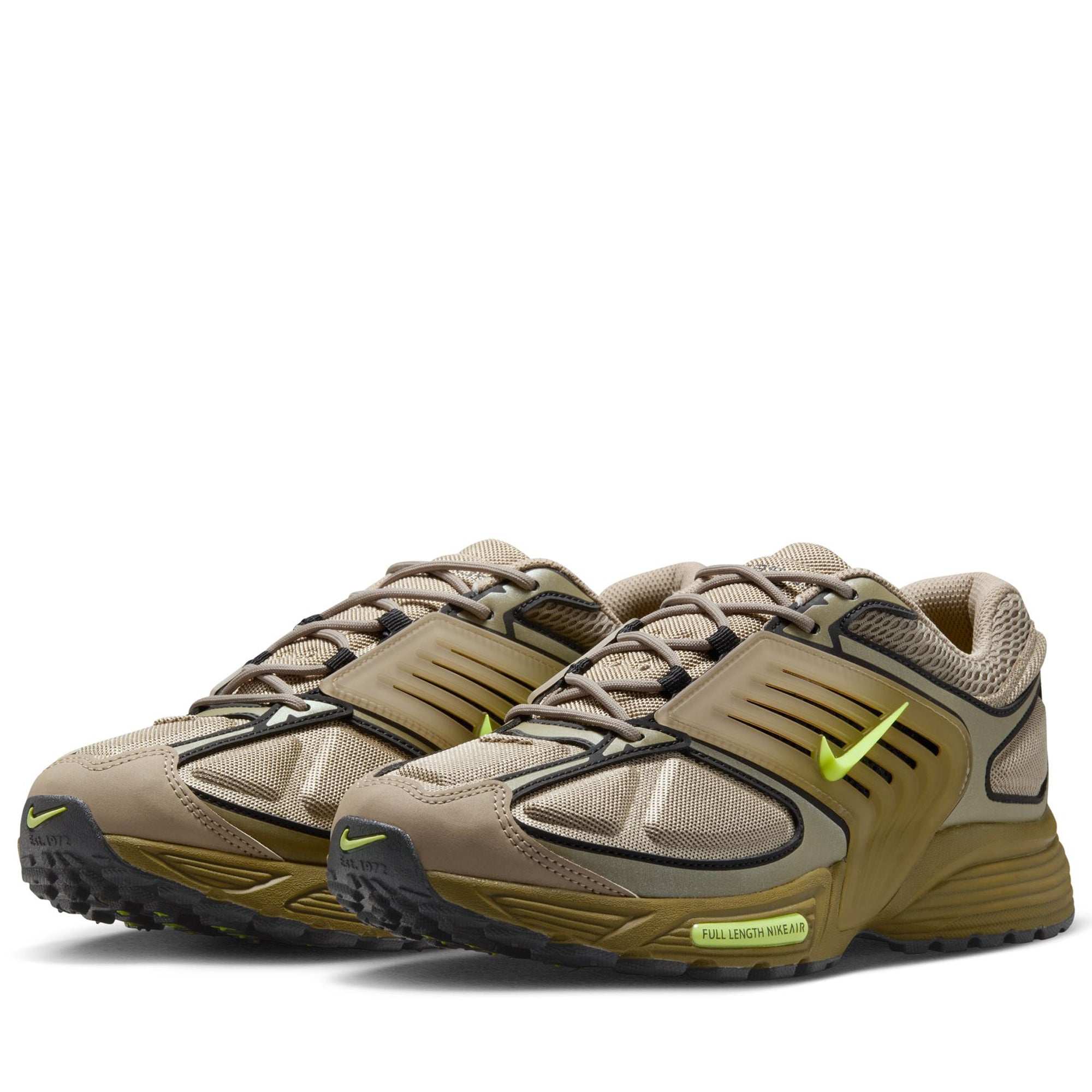 Nike Air Pegasus Wave Running Shoes for Men - Khaki/Volt Colorway | Lightweight Cushioned Sneakers for Jogging, Gym Workouts & Daily Wear