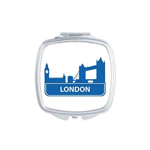 DIYthinker London England Blue Landmark Pattern Mirror - Portable Compact Double-Sided Makeup Mirror with Travel Case | Perfect for Travel, Home, Office & Touch-Ups