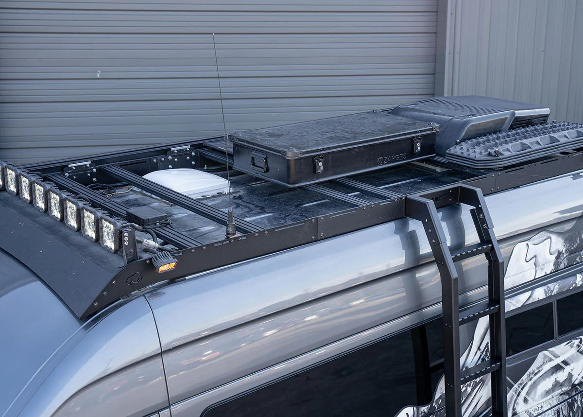 ROAMBUILT Flatpack Roof Rack for 2007-2023 Mercedes Sprinter Van | Heavy Duty Cargo Carrier | Perfect for Camping, Road Trips & Outdoor Adventures