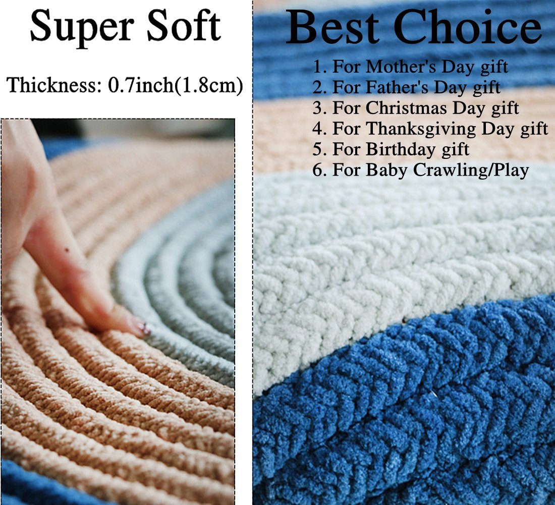 UKELER 15-Inch Round Braided Woven Placemats Set of 6 - Blue Cotton Table Mats for Dining, Kitchen, Party & Home Decor