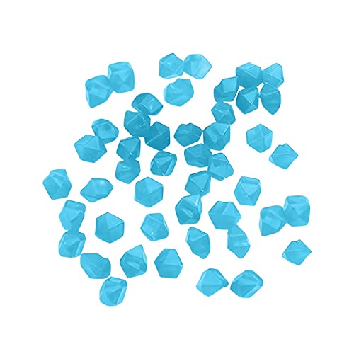 100PCS Blue Diamond Shaped Glowing Stones - Luminous Fish Tank & Aquarium Decor, Colorful Garden & Pool Landscaping Rocks - Perfect for Nighttime Outdoor & Indoor Decoration
