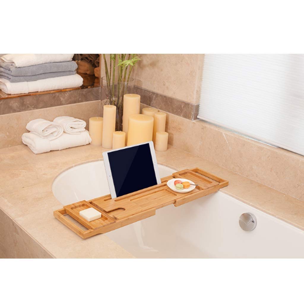 Retractable Multifunctional Bamboo Bathroom Shelf - Bathtub Stand with Multi-Layer Storage, Modern Breathable Drain Tray for Shampoo, Conditioner & Soap - Perfect for Small Bathrooms & Spa-Like Showers