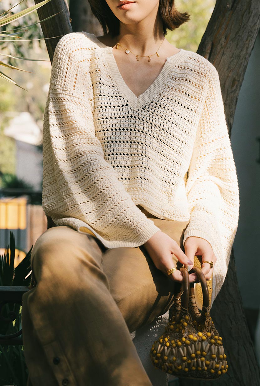 Zerah Cotton Crochet Top Women's Summer Boho Blouse - Cream | Beach Cover Up, Music Festival Outfit, Casual Streetwear