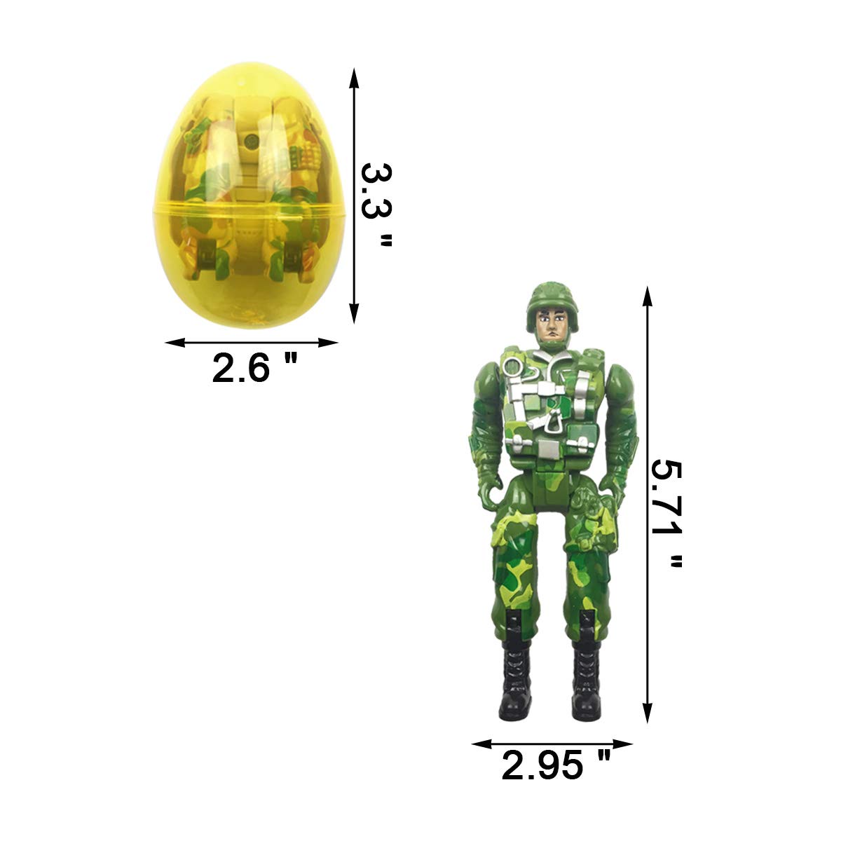 4 Pack Jumbo Soldier Deformation Easter Eggs with Surprise Toys Inside - Fun Easter Basket Stuffers for Kids, Boys & Girls - Perfect for Easter Egg Hunts, Party Favors & Holiday Gifts