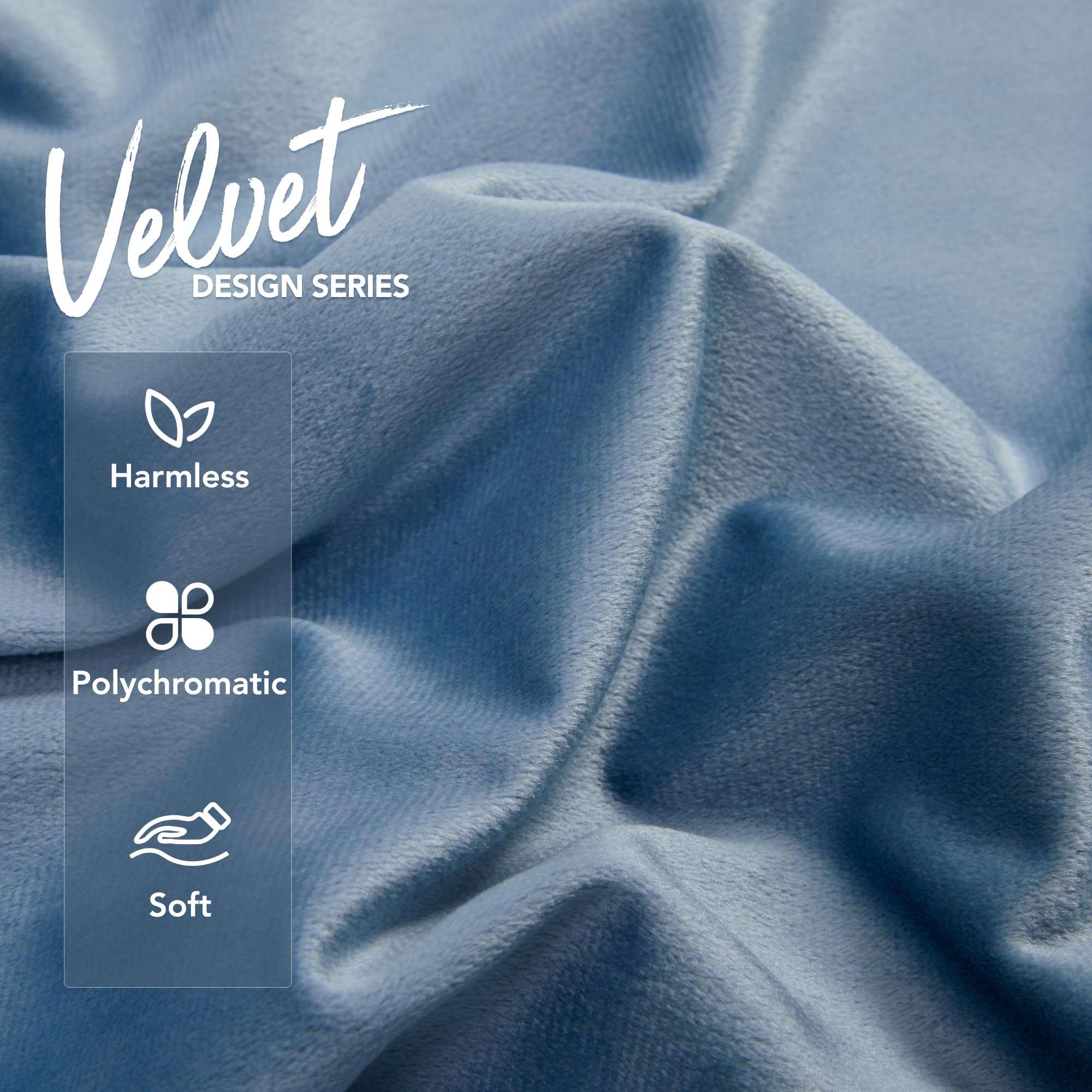 Deconovo 16x16 Inch Velvet Throw Pillow Covers Set of 2 - Super Soft Plush Decorative Cushion Covers for Sofa, Couch & Living Room - Stone Blue - Perfect for Home Decor, Accent Pillows & Cozy Comfort