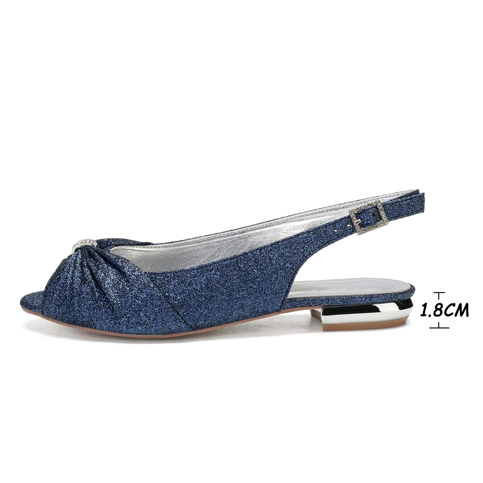 Elegant Rhinestone Peep Toe Ballet Flats for Women - Summer Slingback Sandals for Wedding, Prom & Bridal Occasions | Comfortable Dress Shoes for Parties & Special Events
