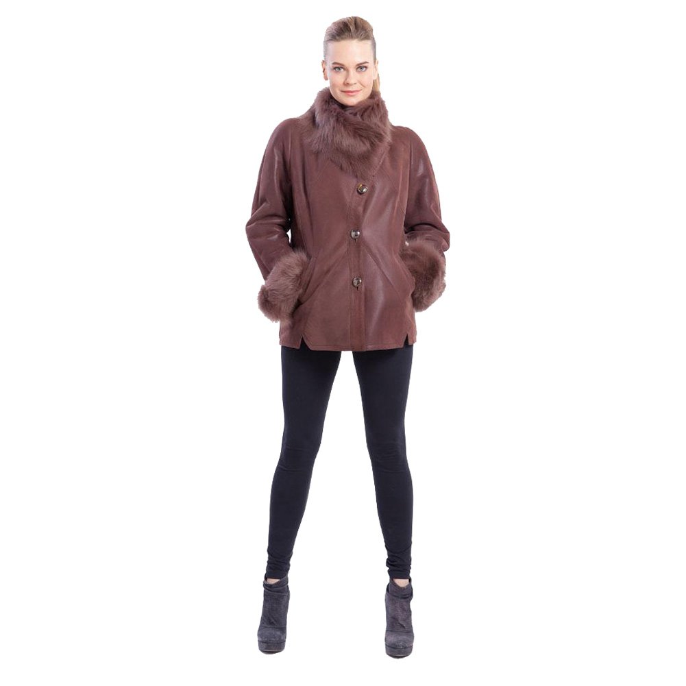 Genuine Leather Shearling Sheepskin Jacket for Women - Fur Collar Winter Coat | Warm Fashion Outerwear for Cold Weather, Travel & Outdoor Activities