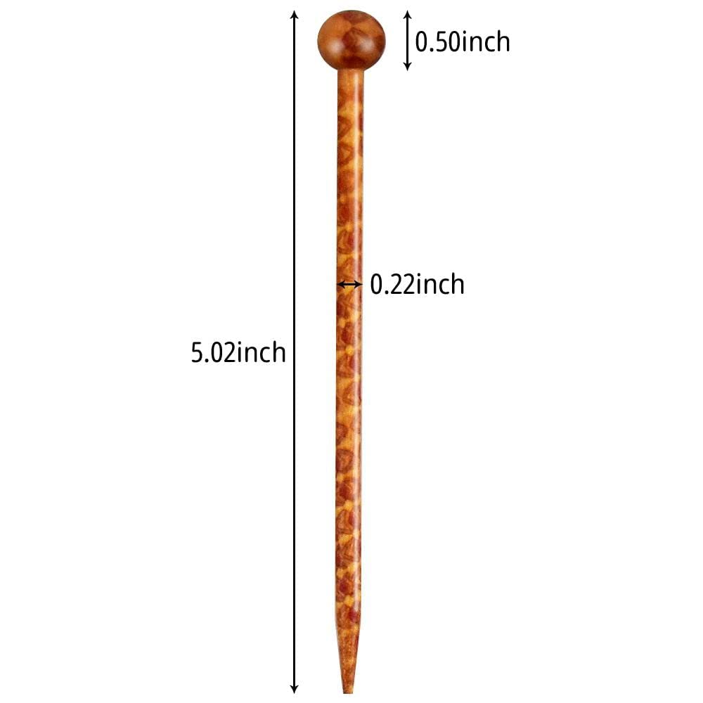 6 Pack Boho Vintage Wooden Hair Sticks - 5.1