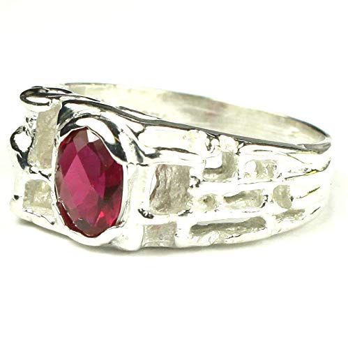 CRIMSON FIRE TOPAZ Sterling Silver Men's Ring for Gifts & Weddings •SR197 | Durable 925 Silver Jewelry for Men, Anniversary & Engagement Rings