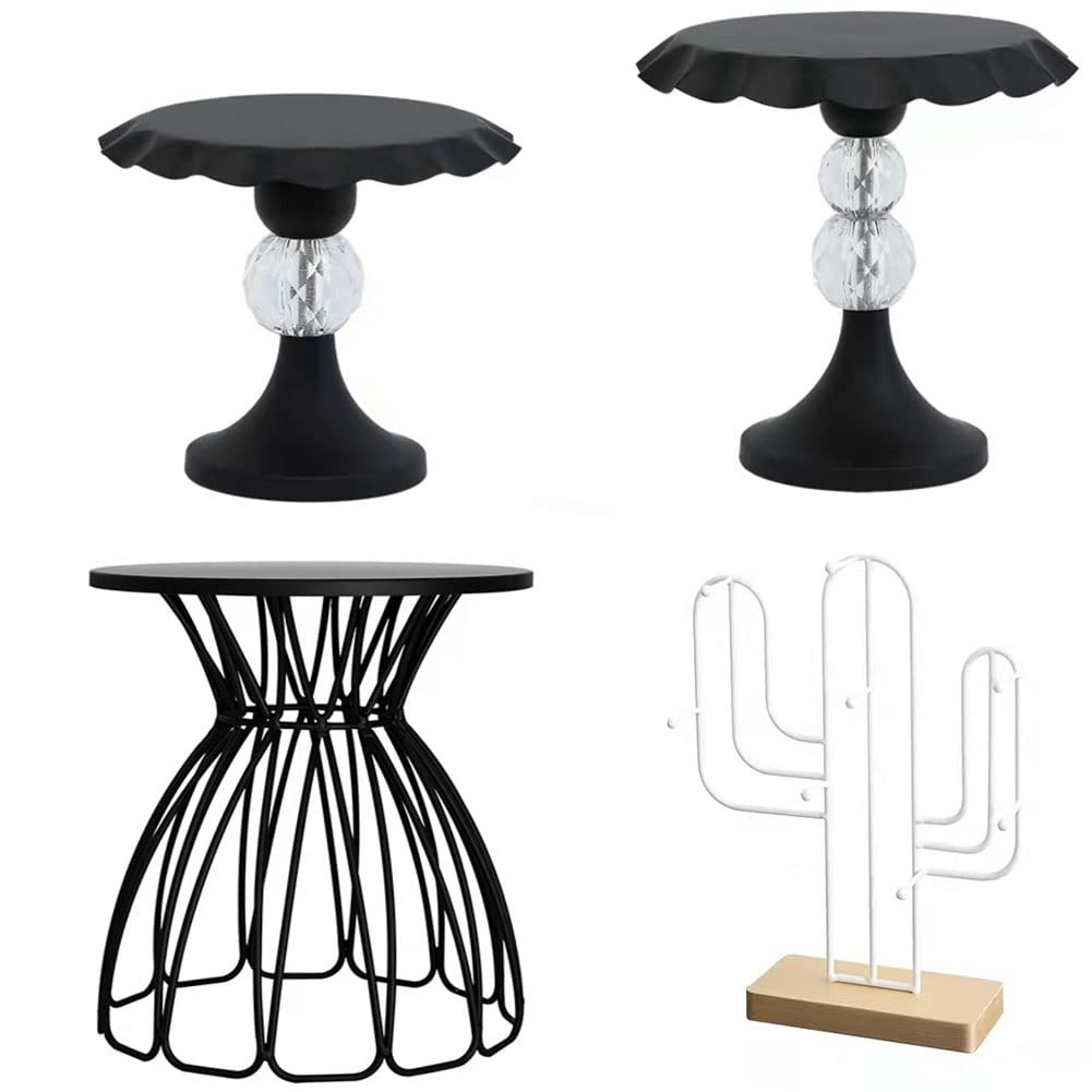 9-Piece Black Metal Cake Stand Set - Cupcake Holder, Dessert Plate, Donut Stand for Wedding, Birthday, Baby Shower & Party Decorations | Perfect for Pastry, Fruit & Snack Serving at Celebrations