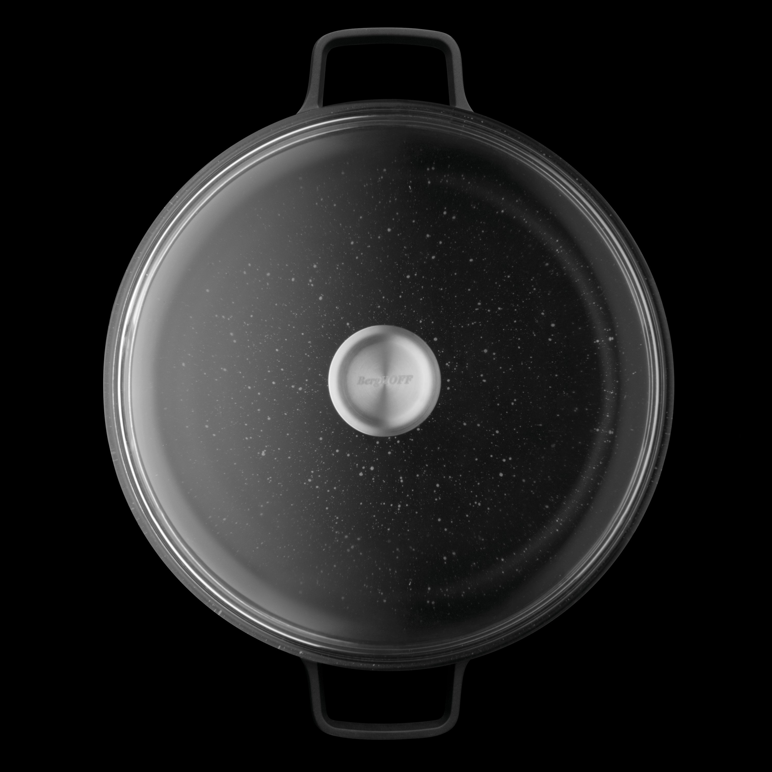 BergHOFF GEM 11 Non-Stick 4.9Qt Sauté Pan with Glass Lid - 2 Handles, Black - Perfect for Sautéing, Frying & Simmering - Induction Compatible Cookware for Home Chefs