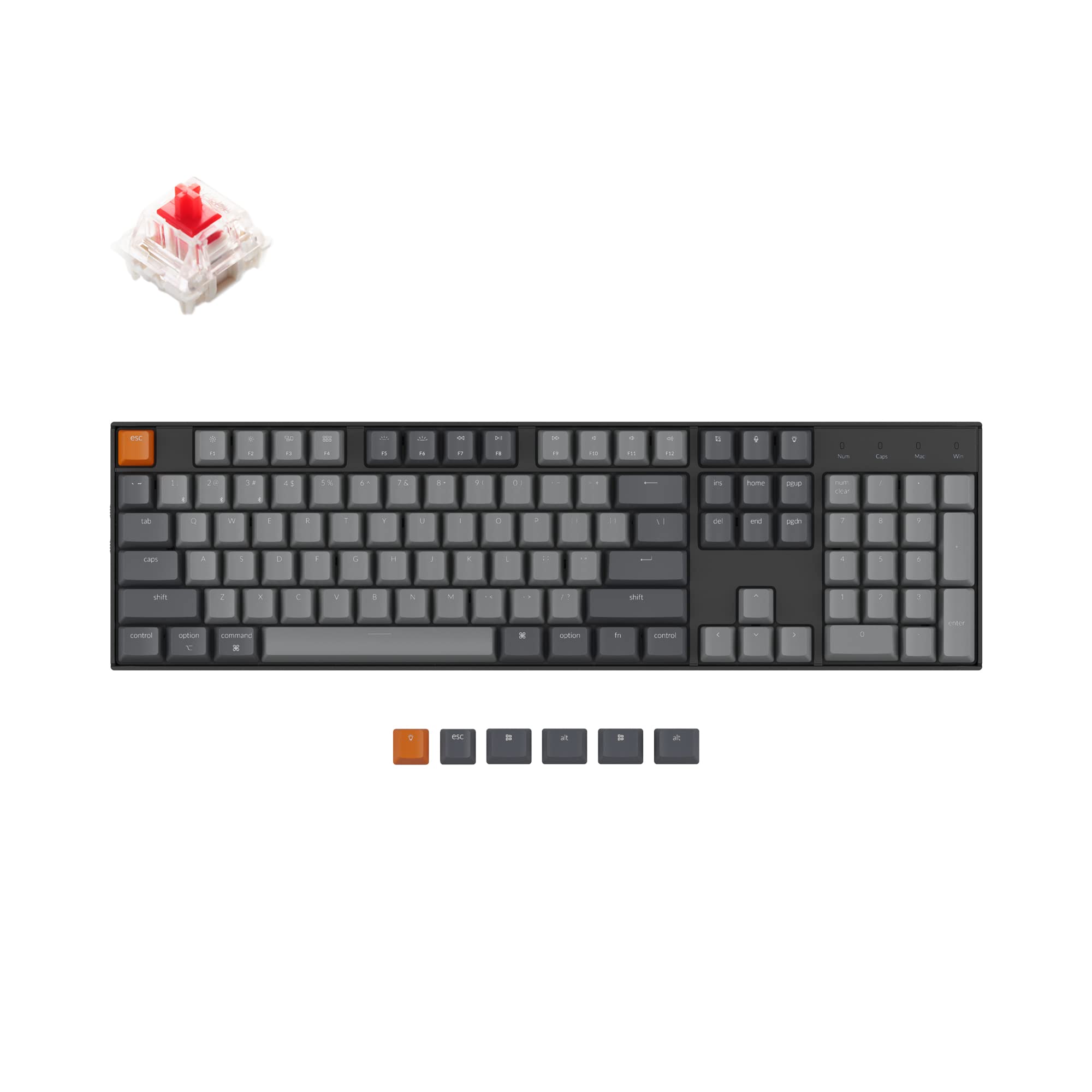 Keychron K10 RGB Mechanical Keyboard for Mac & Windows - Wireless/USB, Hot-Swappable, Gateron Red Switch - Perfect for Gaming & Office Work
