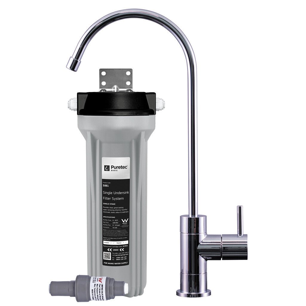 Puretec Under Sink Water Filter System with Faucet & PLV - High Performance Filtration for Clean Drinking Water | Perfect for Kitchen, RV, and Office Use