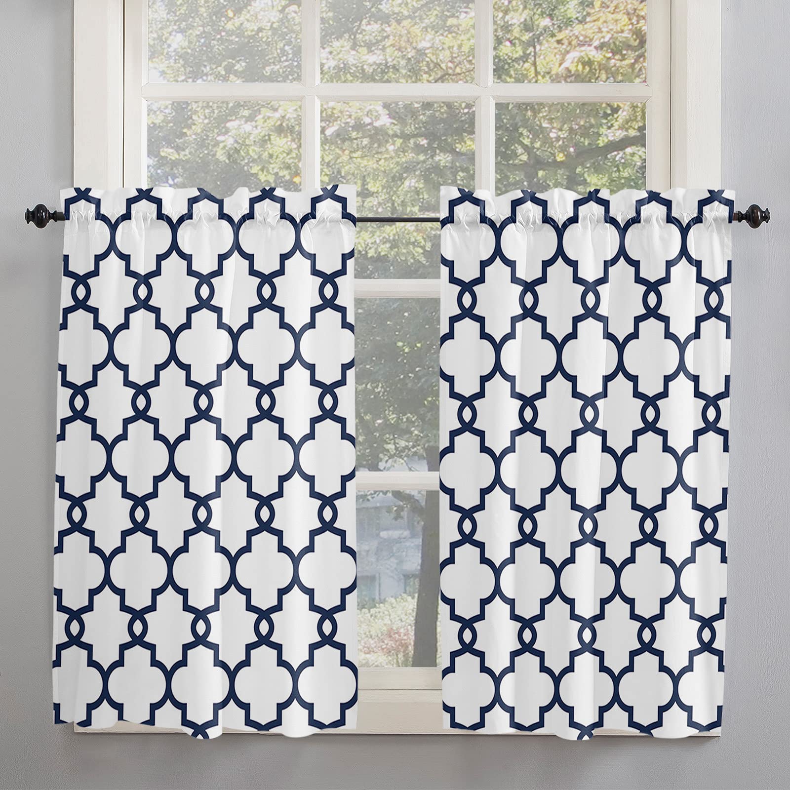 Geometric Morocco Quatrefoil Kitchen Curtains 45