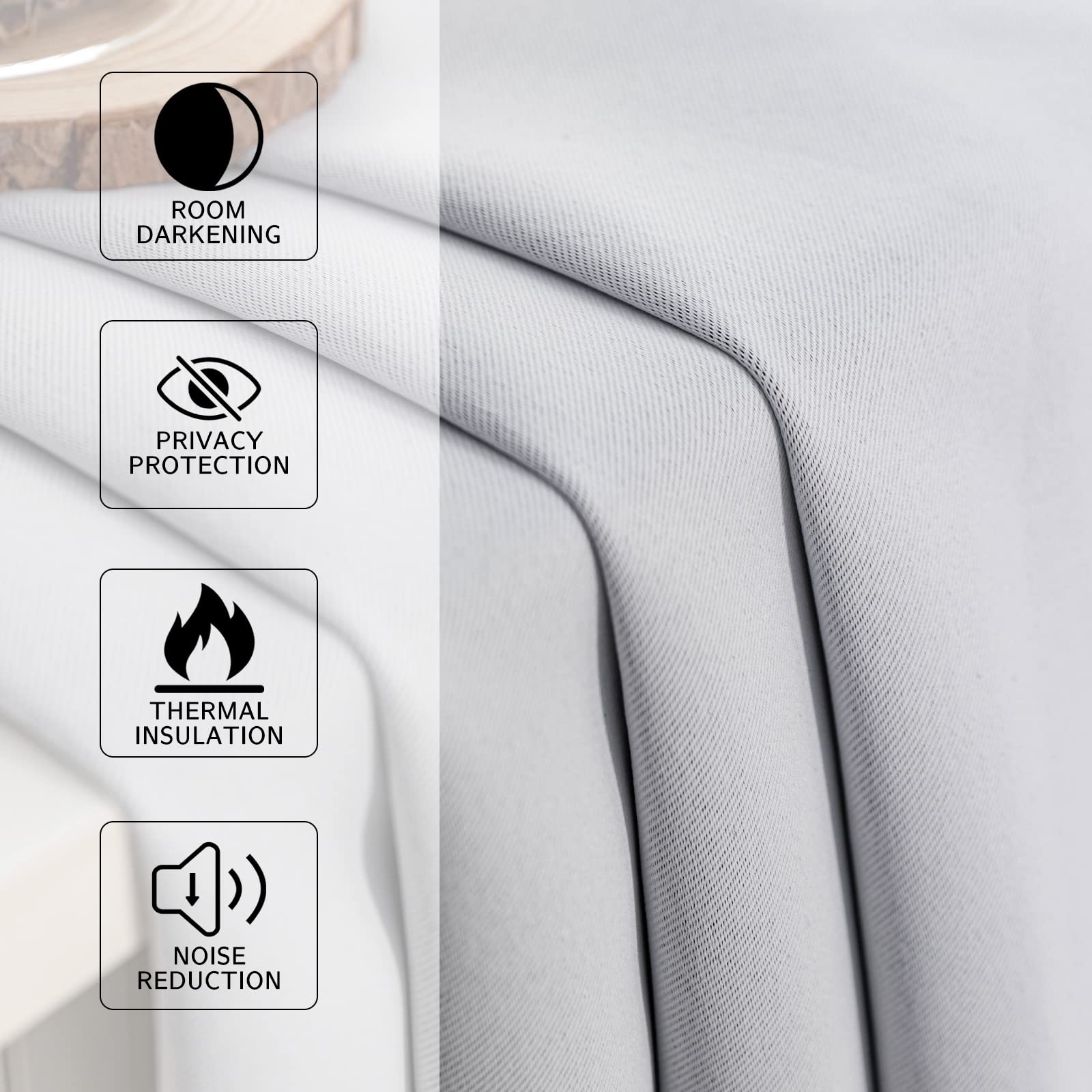 MYSKY HOME 45 Inch White Short Cafe Curtains - Thermal Insulated Blackout Curtain Panel Set with Grommet Top (2 Panels, 52 x 45 Inches) for Small Windows - Perfect for Kitchen, Bedroom & Living Room Room Darkening Coverings