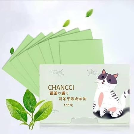 HEJISUN Oil Blotting Sheets for Face - 100pcs Bamboo Charcoal & Green Tea Oil Absorbing Papers | Shine Control for Oily Skin | Perfect for Gym, Office & Travel (Green)