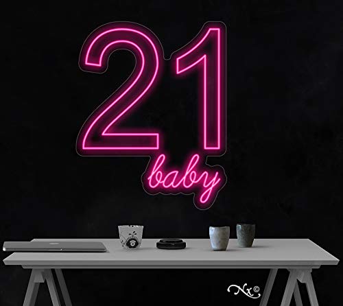 21 Baby LED Neon Sign - Handmade in USA | Custom Nursery Decor, Kids Room Lighting & Birthday Party Decoration
