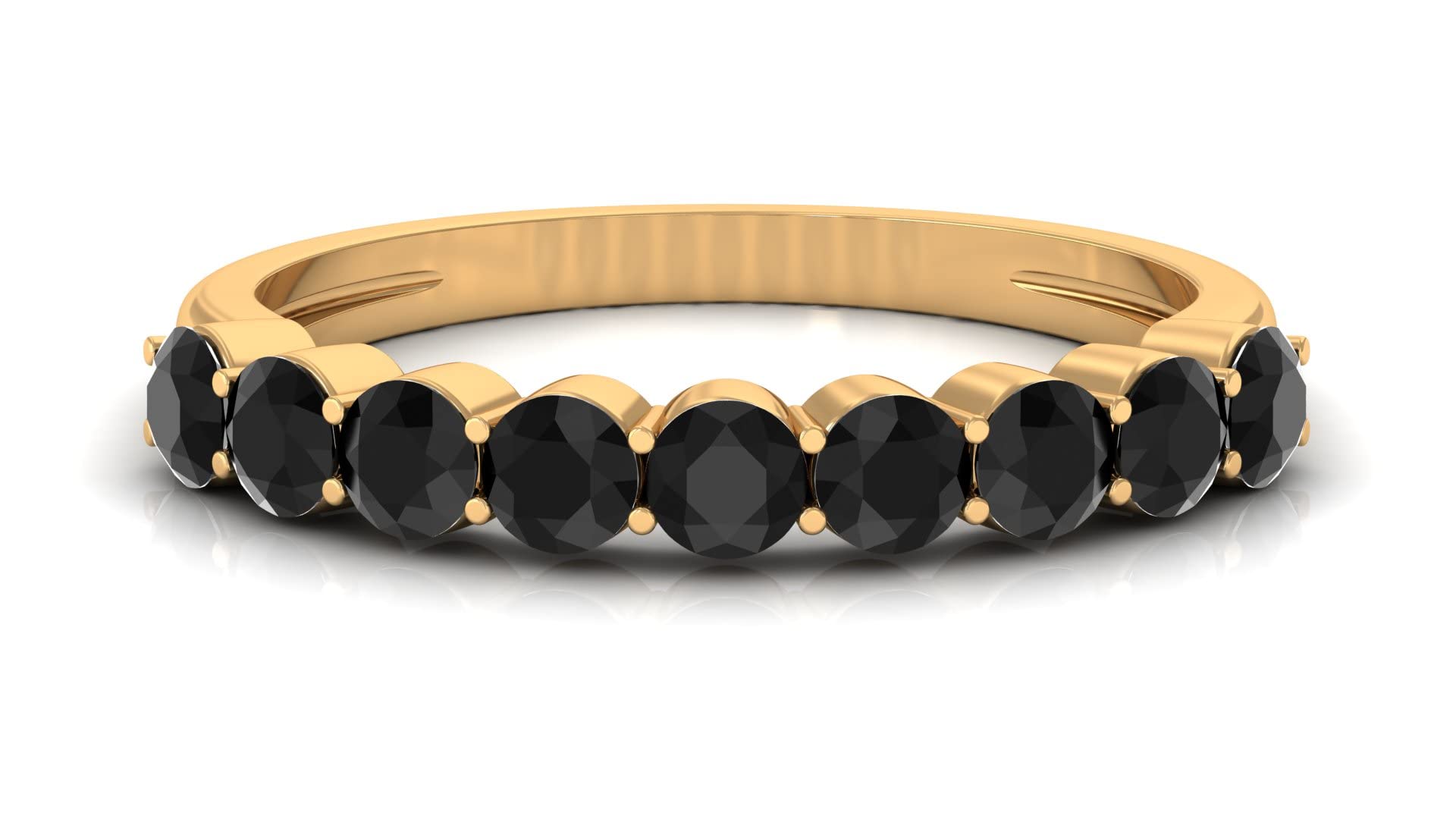 Elegant 14K Solid Gold Black Diamond Half Eternity Ring for Women - Perfect for Anniversary, Engagement & Special Occasions