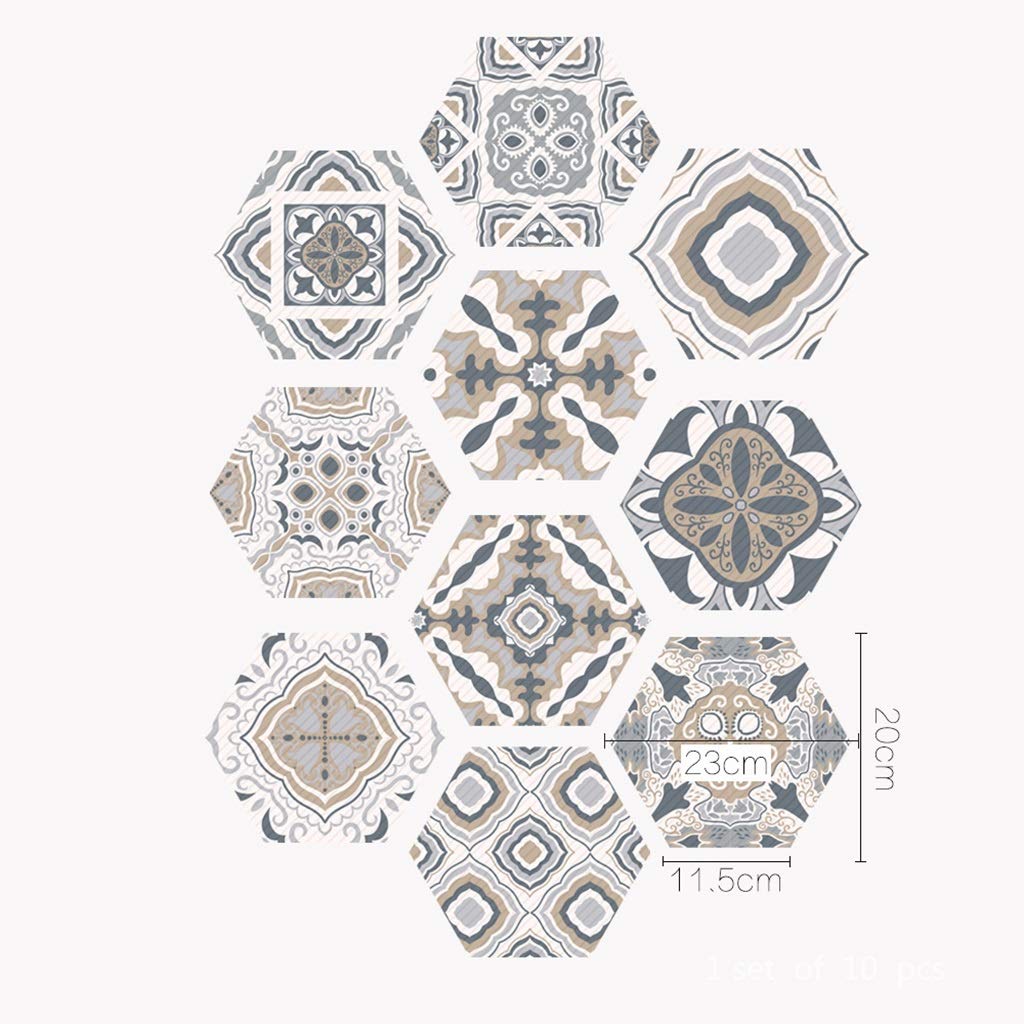 Hexagon Wall & Floor Stickers - Self-Adhesive Vinyl Decals for Kitchen, Bathroom, Home Decor - DIY Peel & Stick Tiles (7.87