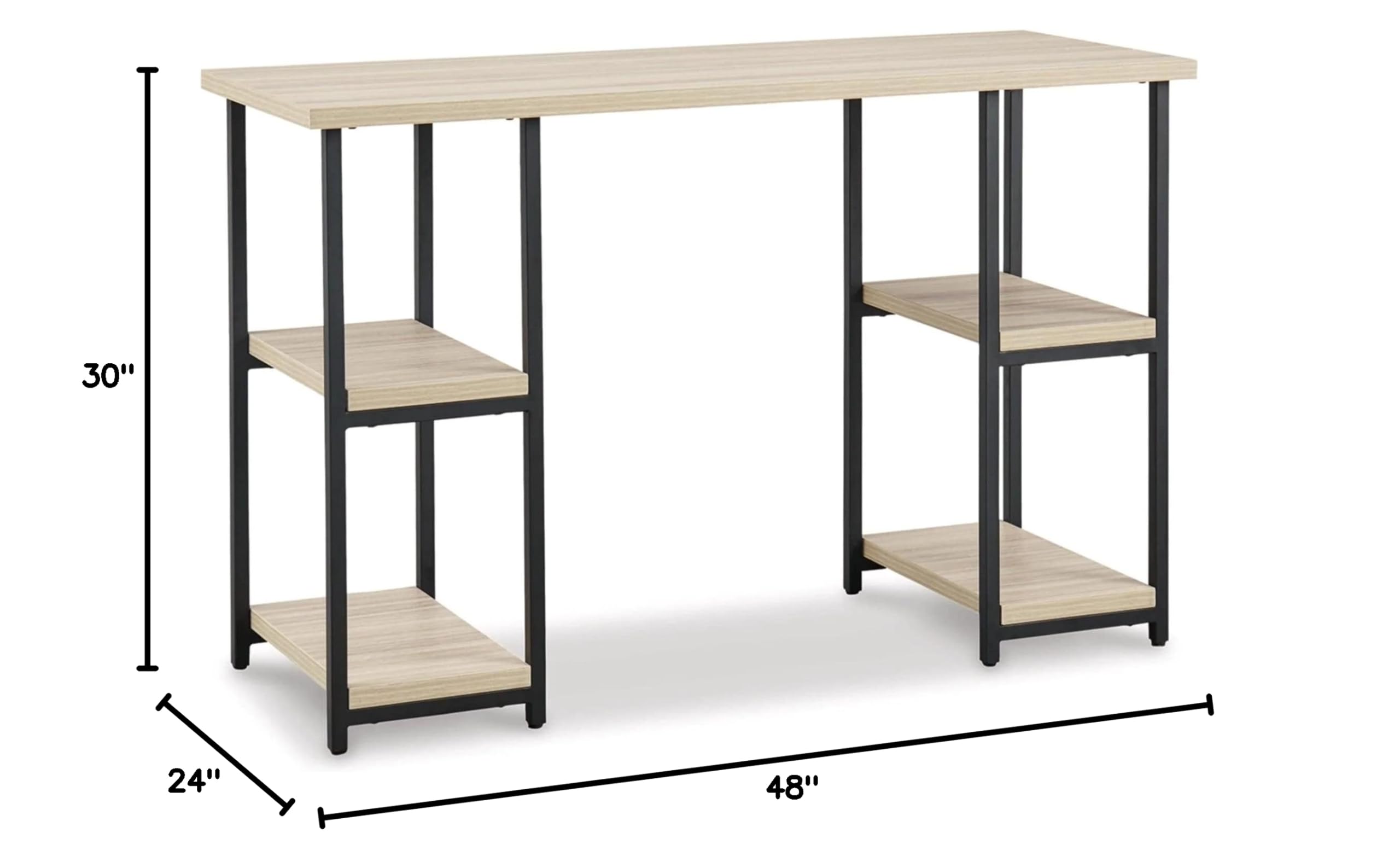 Signature Design by Ashley Waylowe Industrial Home Office Desk - Beige & Black Wooden Writing Table for Modern Workspace | Perfect for Small Office, Study Room & Home Office Setup