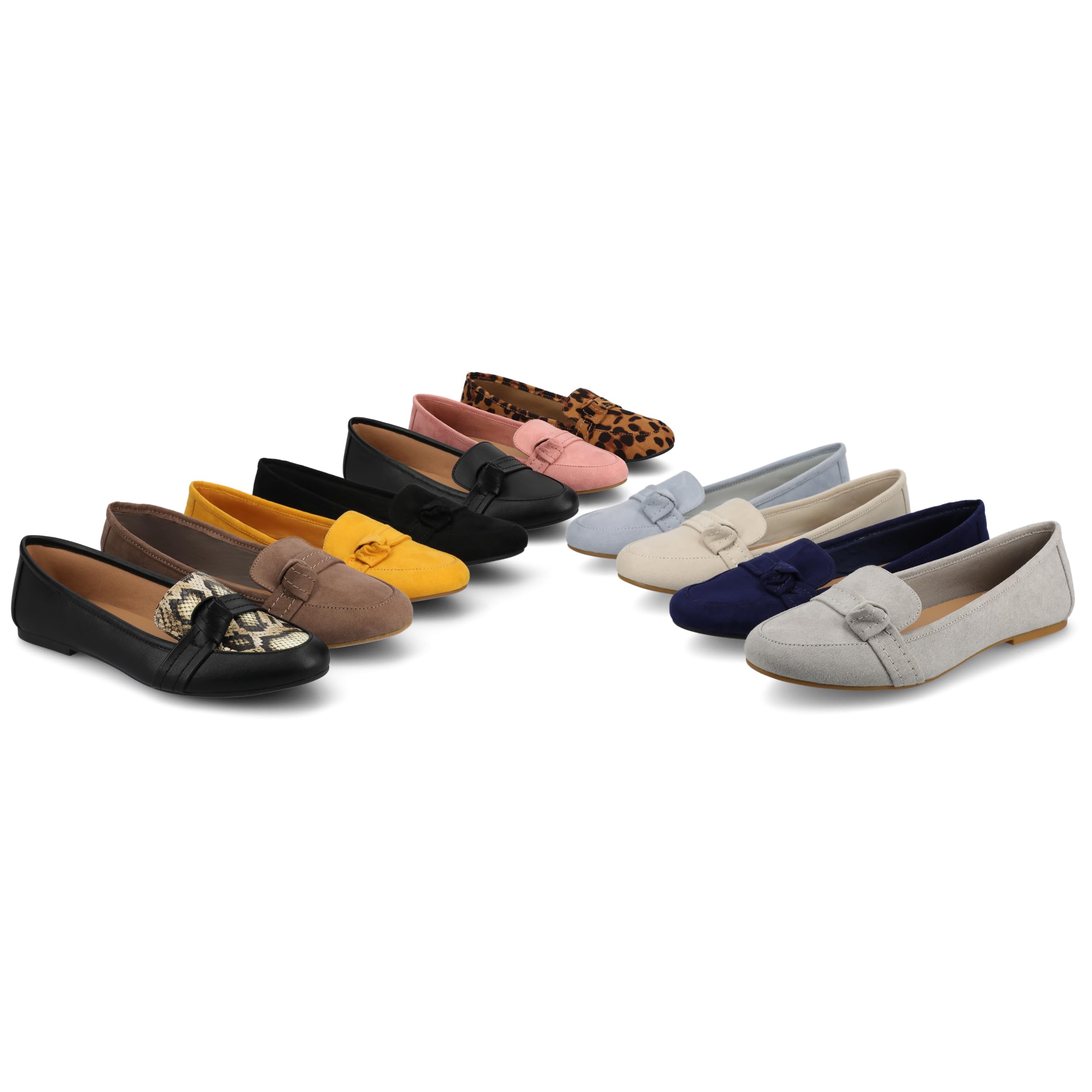Journee Collection Women's Marci Loafer Flat - Comfortable Slip-On Shoes for Work, Office & Casual Wear | Leather Loafers for Women | Perfect for Business, Travel & Everyday Outfits