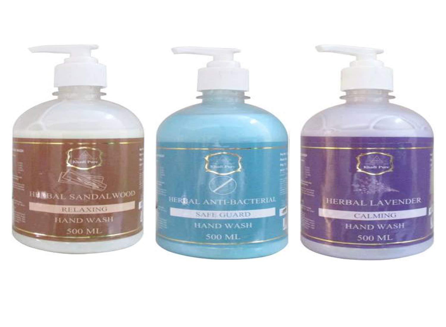 Khadi Pure Herbal Handwash - 500ml (Pack of 3) | Natural & Organic Hand Cleanser | Perfect for Home, Kitchen & Bathroom Use
