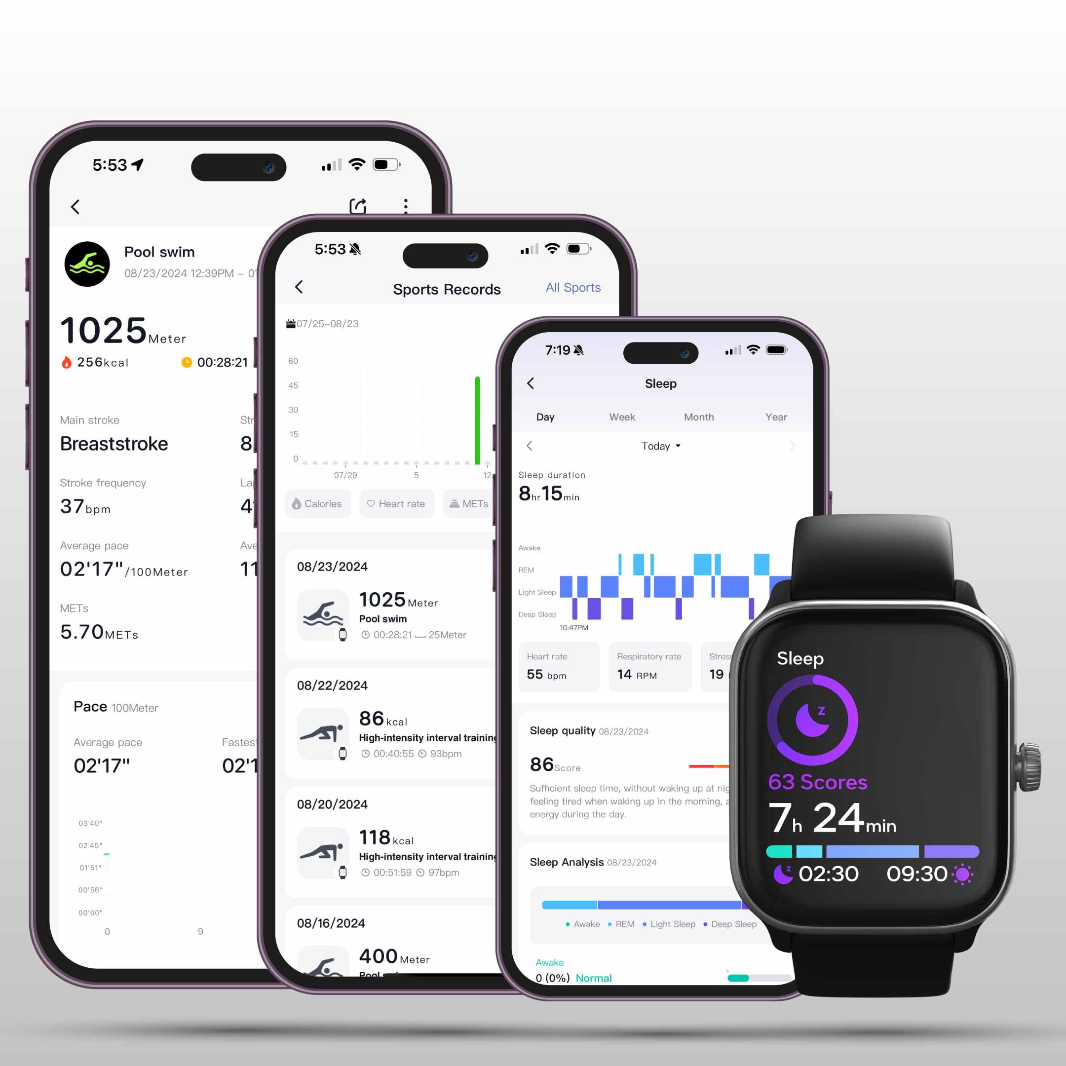Spade & Co Health Smartwatch 4 - Fitness Tracker for Men & Women with Heart Rate Monitor, Sleep Tracking, SpO2 Sensor, Step Counter, Call Function, IP68 Waterproof - Compatible with iOS & Android - Perfect for Workouts, Running & Daily Activity Tracking