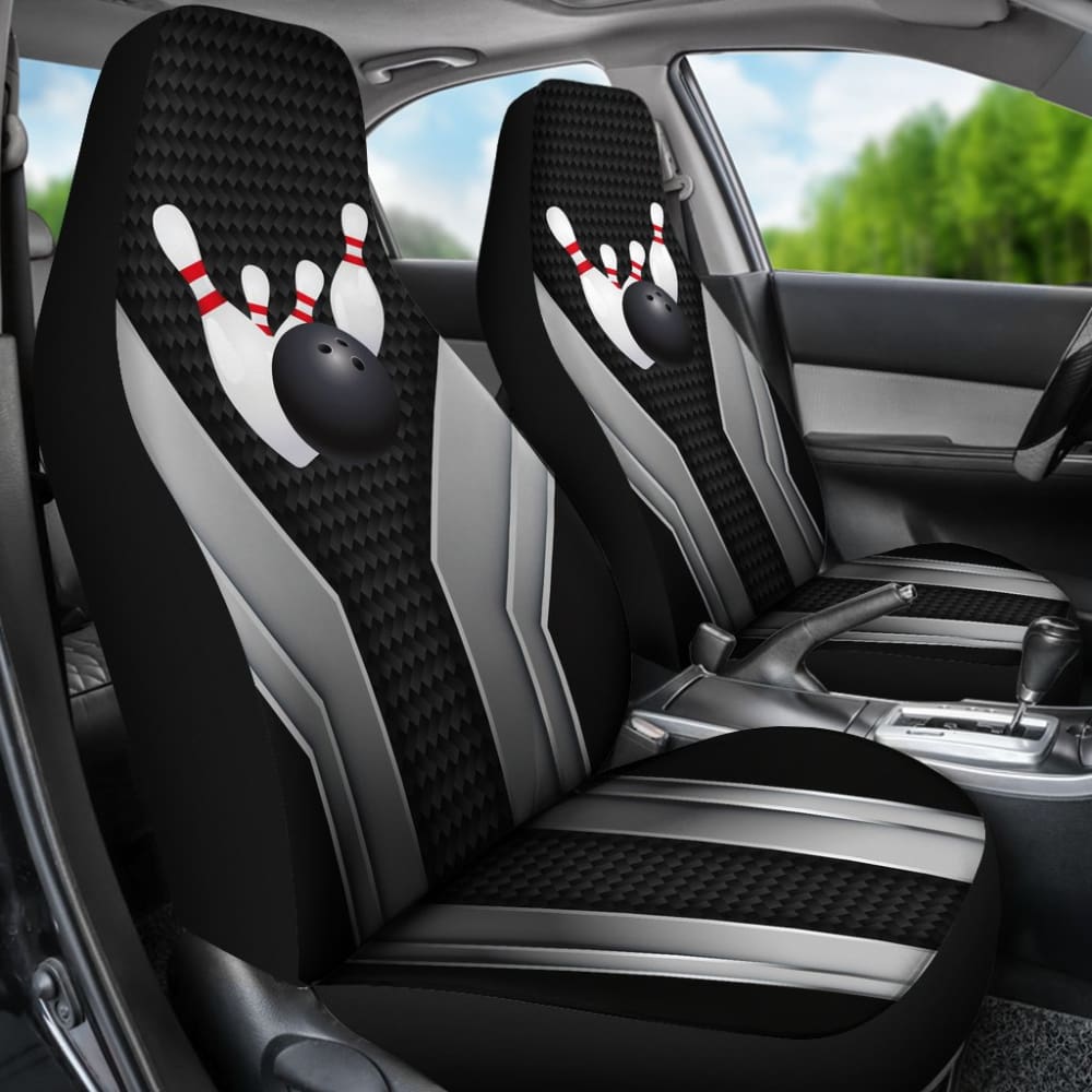 Bowling Car Seat Cover with Metal Print 211008 - Durable & Stylish Protection for Your Vehicle - Perfect for Bowling Enthusiasts & Sports Fans