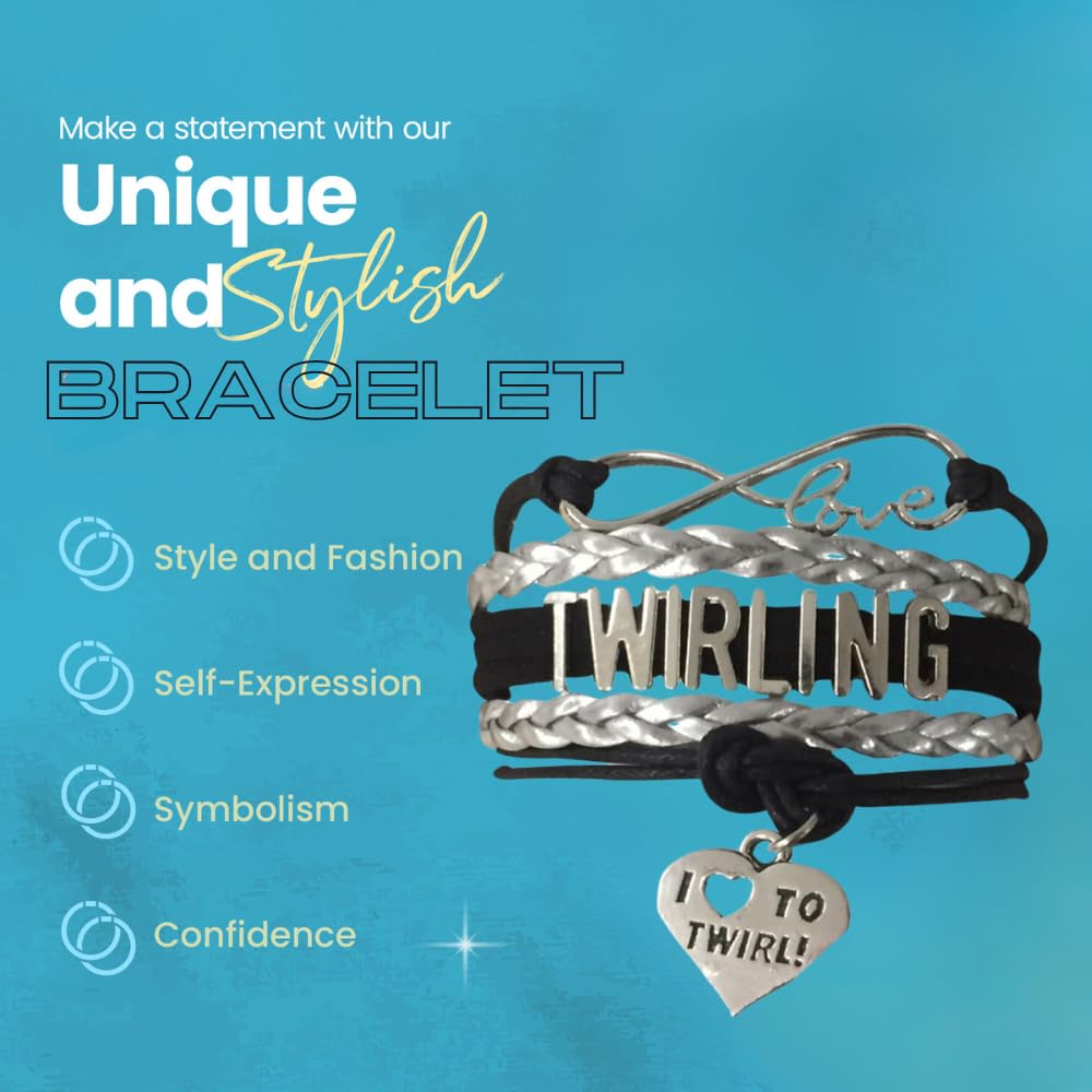 Infinity Collection Twirling Charm Bracelet - Elegant Majorette Baton Twirler Jewelry - Perfect for Dance Performances, Gymnastics & Cheerleading Competitions