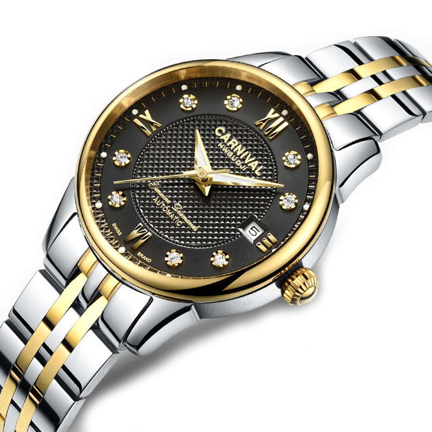 MASTOP Women's Automatic Self-Winding Watch - Stainless Steel Waterproof Luminous Date Dial Crystal Watch for Women | Perfect for Office, Evening Events & Everyday Wear