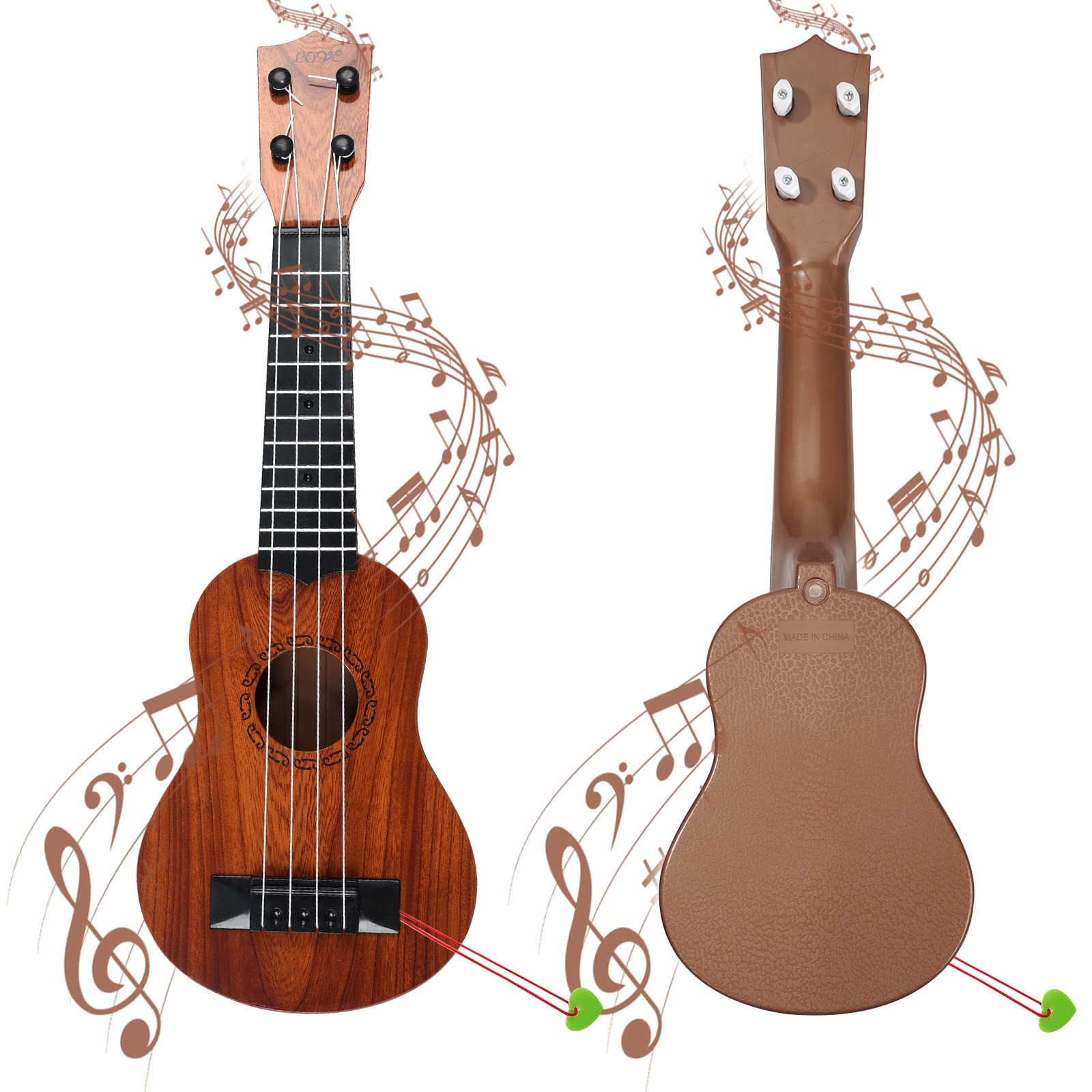 Raimy 17 Inch Kids Ukulele - 4 String Mini Guitar Musical Instrument for Toddlers & Beginners | Educational Toy with Picks for Boys & Girls | Mahogany Wood | Perfect for Birthday Gifts, Music Lessons & Family Fun