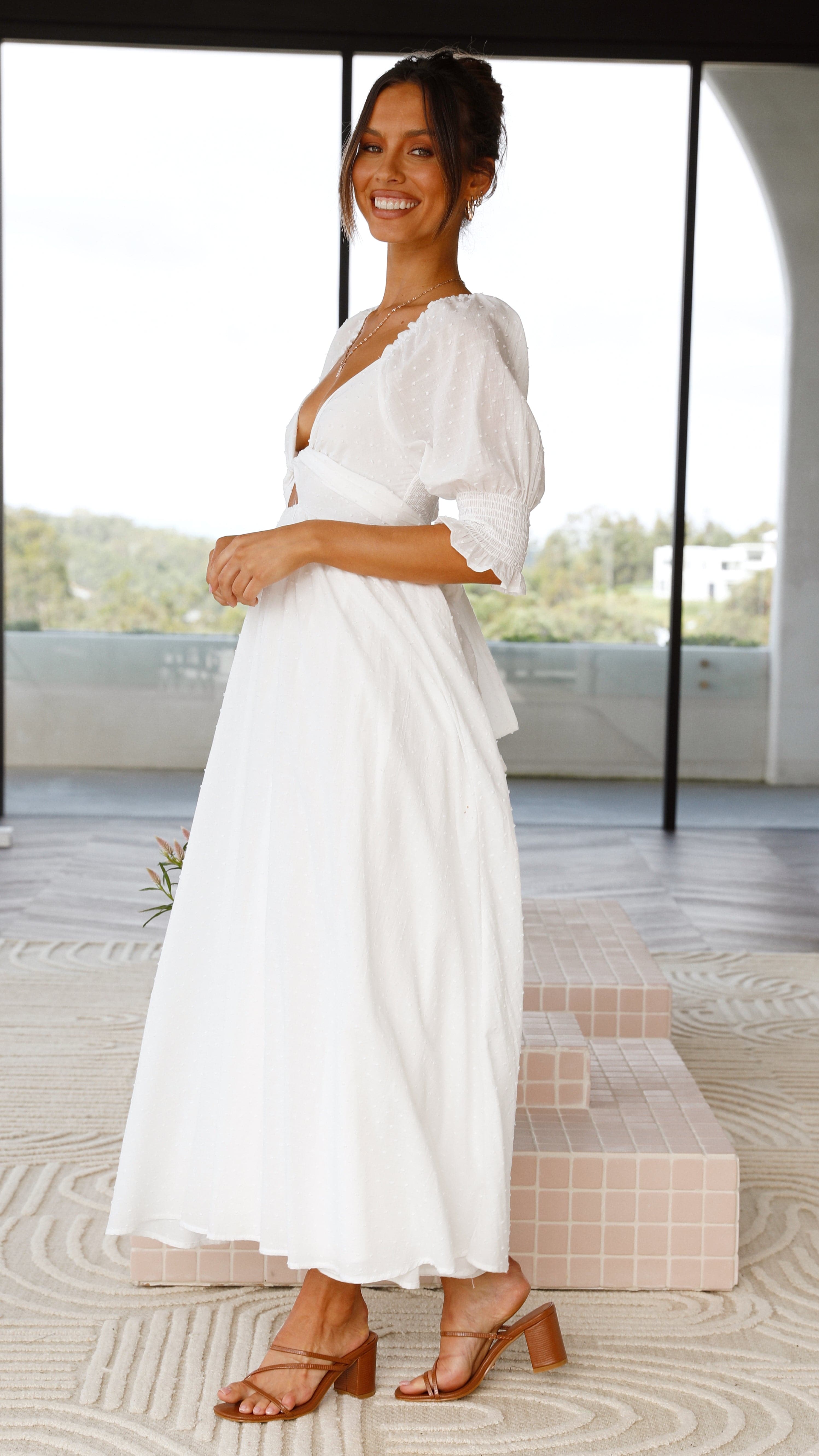 Cierra Midi Dress for Women - Elegant White Summer Dress for Casual & Party Wear | Perfect for Beach, Wedding & Date Night Outfits