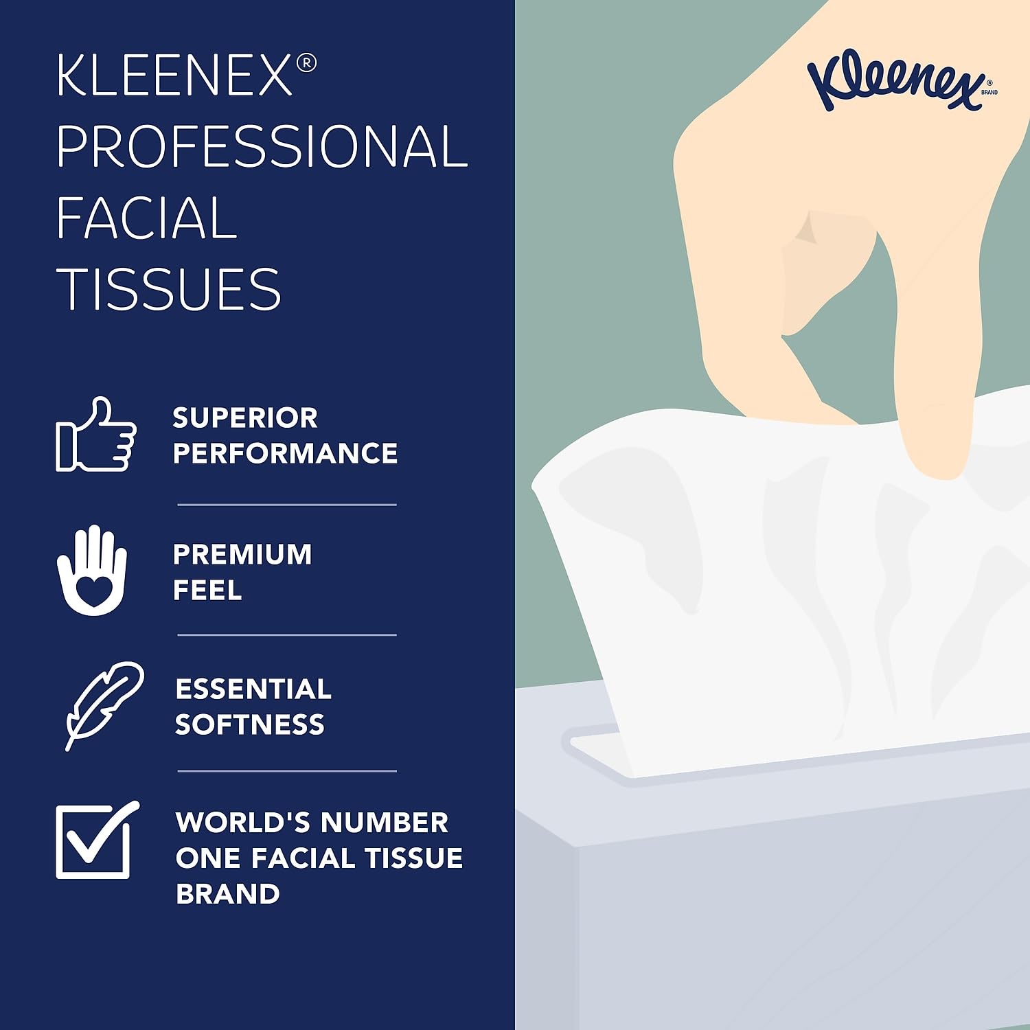 Kleenex Facial Tissues 2-Ply - 125 Count Box | Soft & Strong Tissues for Home, Office & Travel | Kimberly-Clark