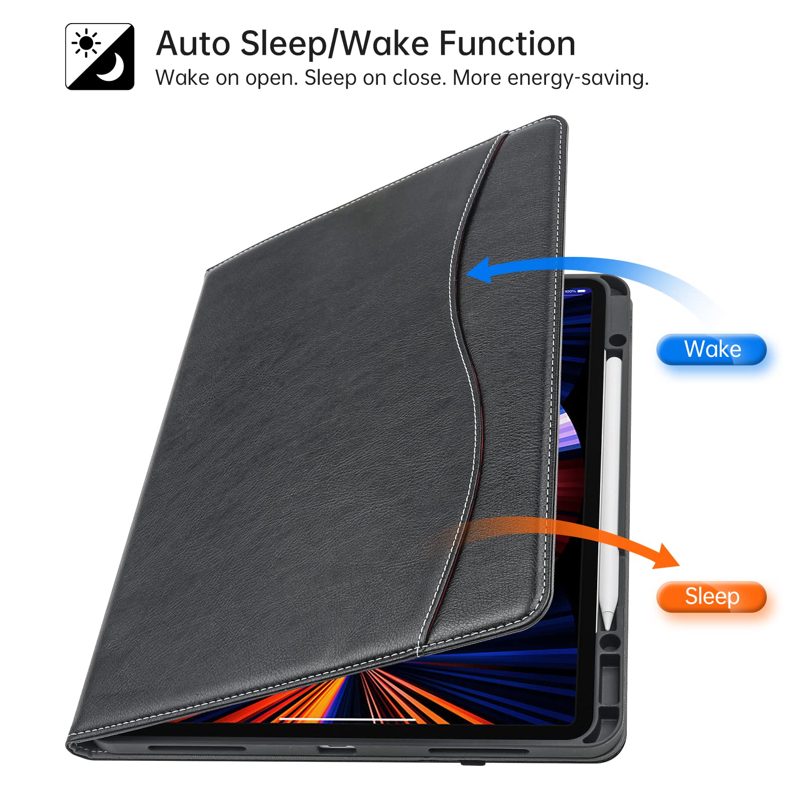 Premium iPad Pro 11 Case for 4th/3rd/2nd/1st Gen (2022-2020) - Slim Folio Cover with Apple Pencil Holder, Auto Sleep/Wake & Multi-Angle Stand - Perfect for Work, Travel & Home Use - Black