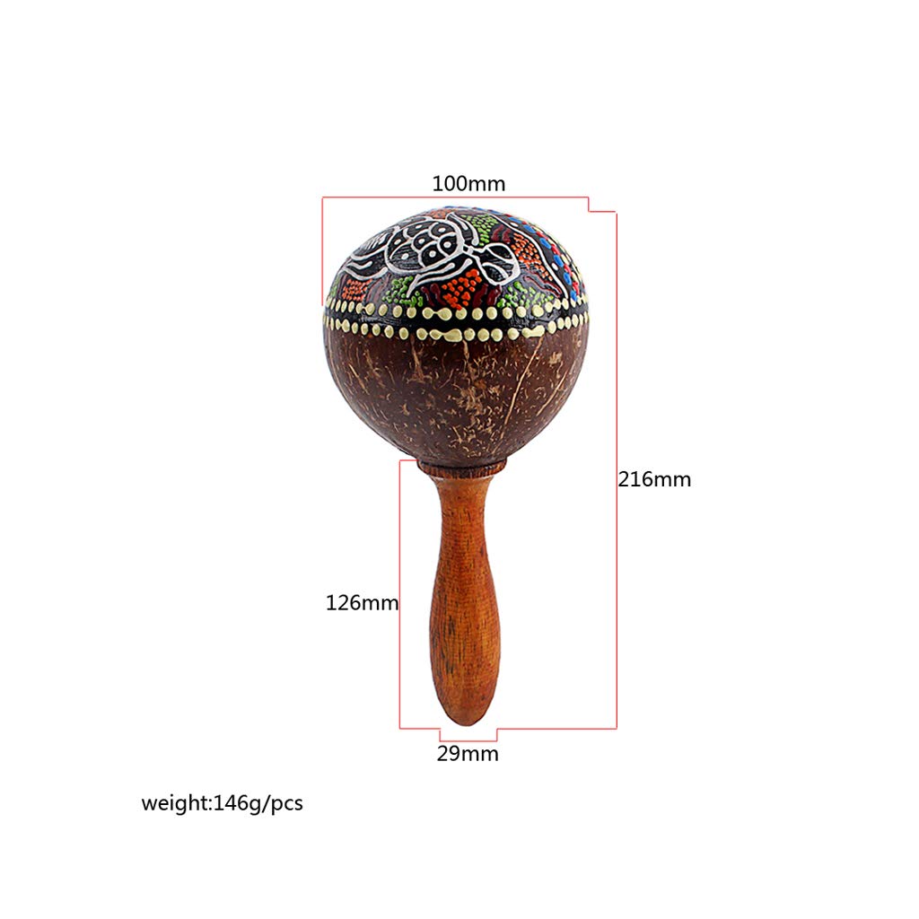 Premium Coconut Shell Sand Hammer Hand Rattle - Natural Percussion Instrument for Music Lovers, Kids & Therapists - Perfect for Rhythm Practice, Sound Therapy & Early Childhood Education