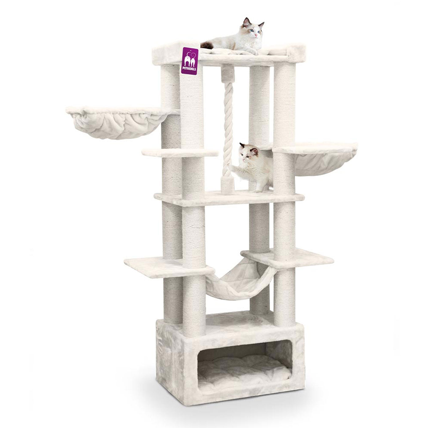 Lucky Rebels Riverview 190cm Cat Tree - Large Multi-Level Cat Condo with Scratching Posts & Perches - Perfect for Indoor Cats Play, Rest & Climbing