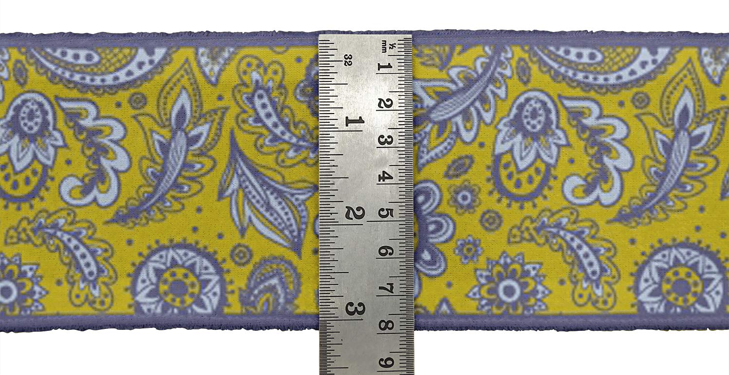 IndianBeautifulArt Yellow Leaves & Floral Printed Velvet Ribbon Trim - 9 Yards, 3 Inches Wide for Crafts, Sewing, DIY Accessories | Perfect for Gift Wrapping, Scrapbooking, and Home Decor