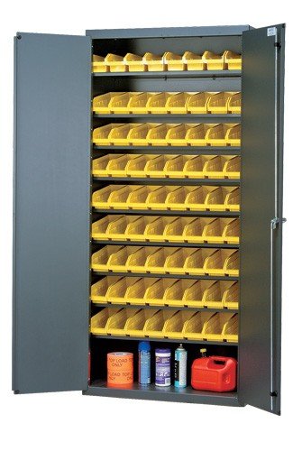 Specialty Cabinet with 45 Red Bins - Durable Storage Organizer for Home, Office, or Workshop - Perfect for Tools, Crafts, and Supplies Organization