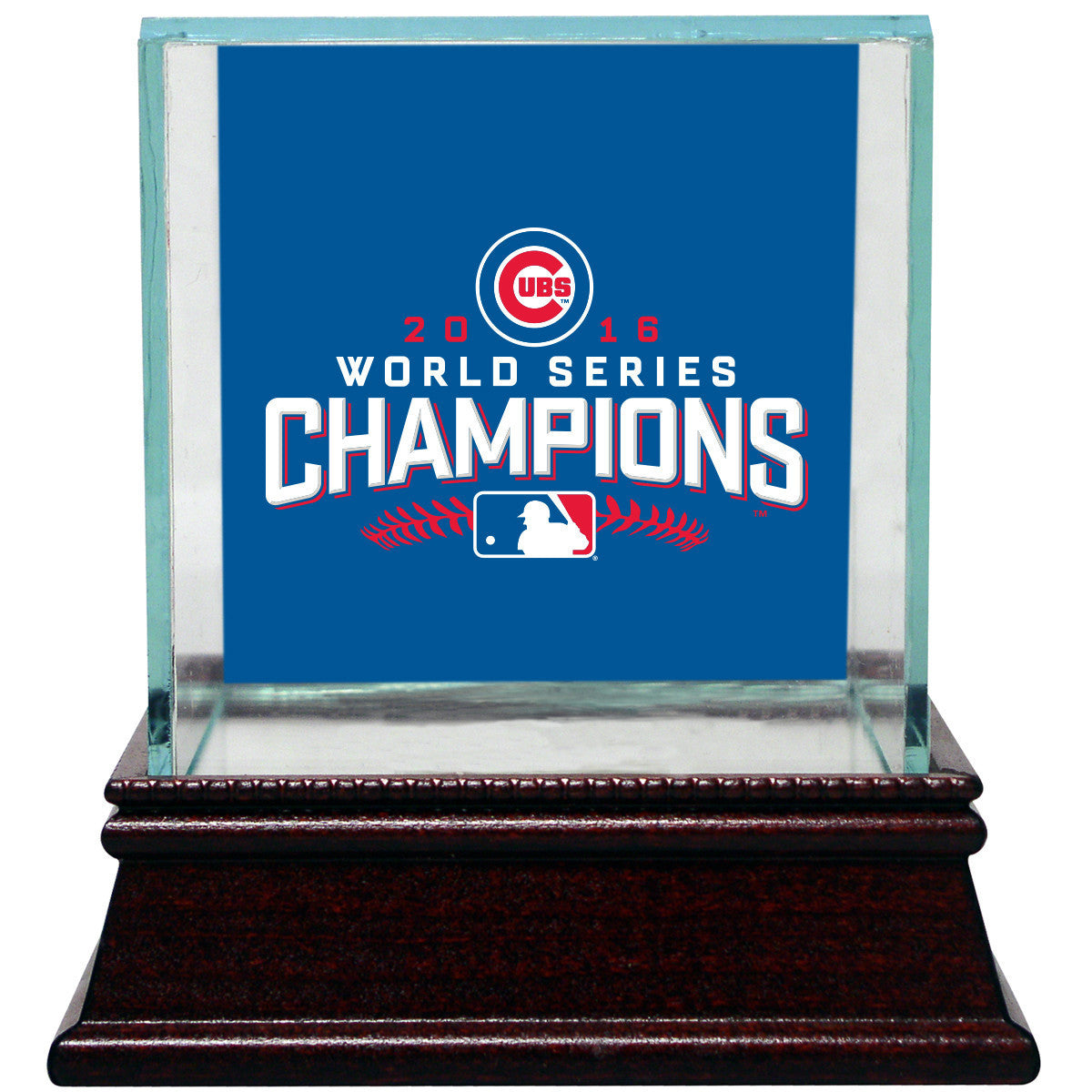 Chicago Cubs 2016 World Series Champions Commemorative Glass Display Case - Perfect for Baseball Memorabilia Collection and Sports Fan Gifts