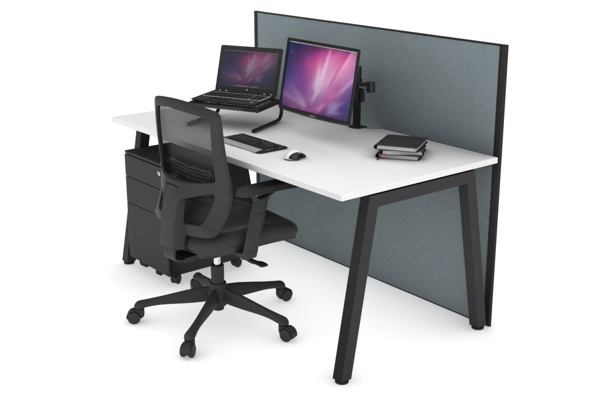 Horizon Quadro A Legs Office Desk - 1600L x 800W with Cable Management Scallop | Modern Workstation for Home Office, Study Room & Small Business Spaces