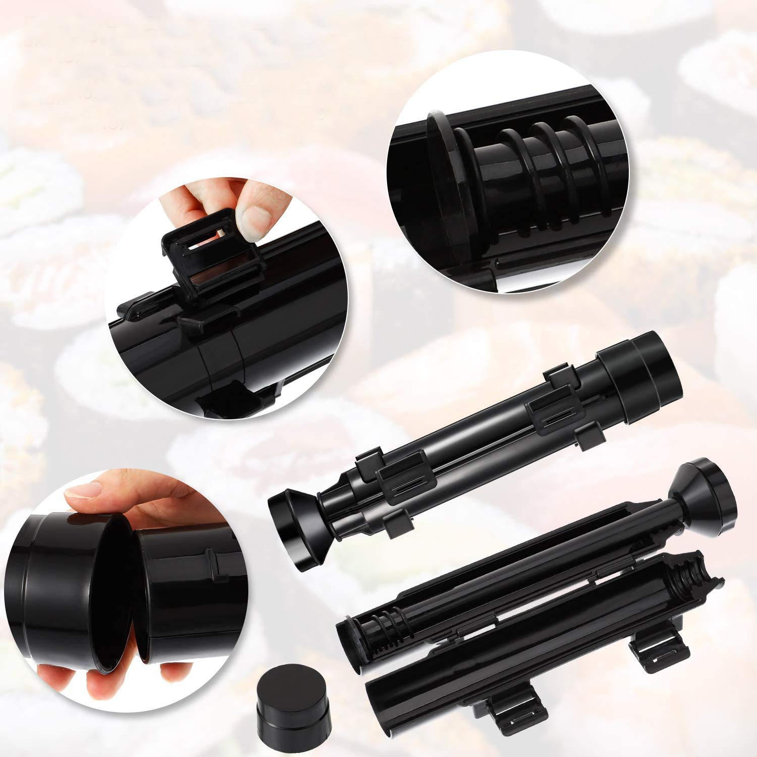 Premium Sushi Bazooka Maker Kit - Food Grade Plastic DIY Sushi Roller Mold for Rice, Vegetables & Meat | Easy Homemade Sushi Press Gun Tool for Kitchen | Perfect for Parties, Meal Prep & Japanese Cuisine Lovers