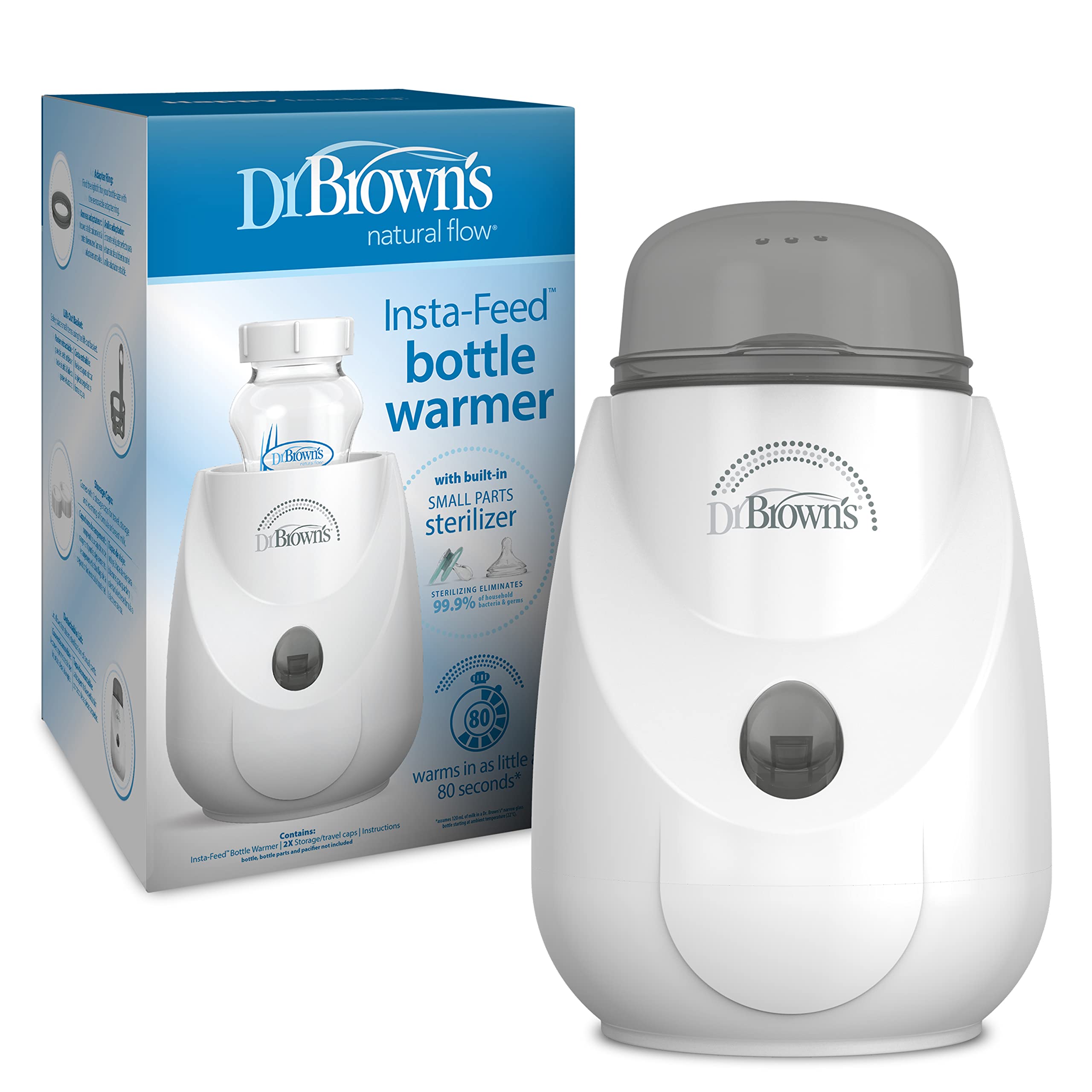 Dr. Brown's Insta-Feed Bottle Warmer & Sterilizer with Baby Bottles Gift Set - Fast Heating & Safe Sterilization for Newborns - Perfect for Home, Travel & Daycare Use