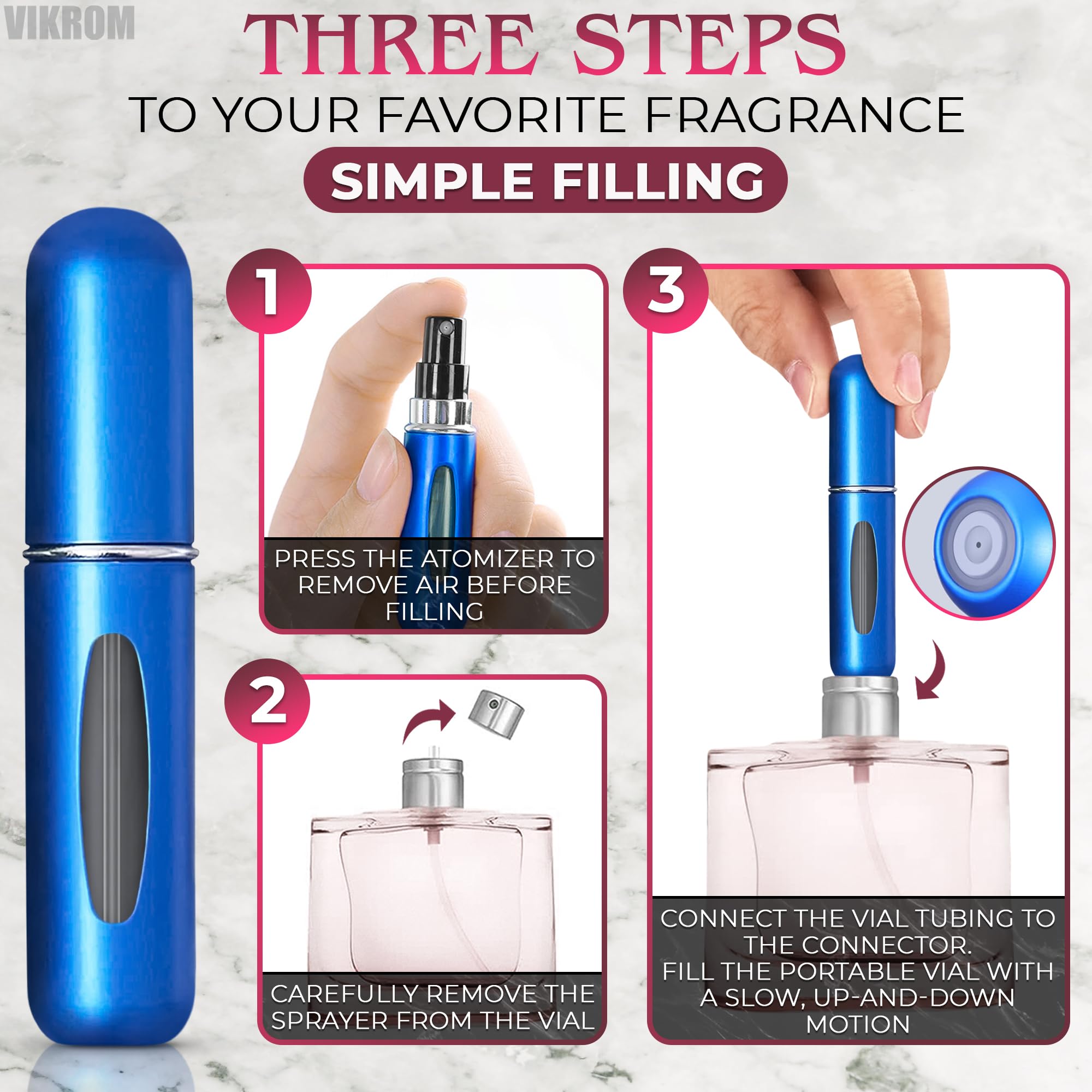 6Pcs Mini Refillable Travel Perfume Bottles - Portable Cologne Spray Atomizer for Women & Men, Leakproof Empty Perfume Containers for Airplane Carry On, Gym Bag, Purse & Vacation Toiletries Accessories