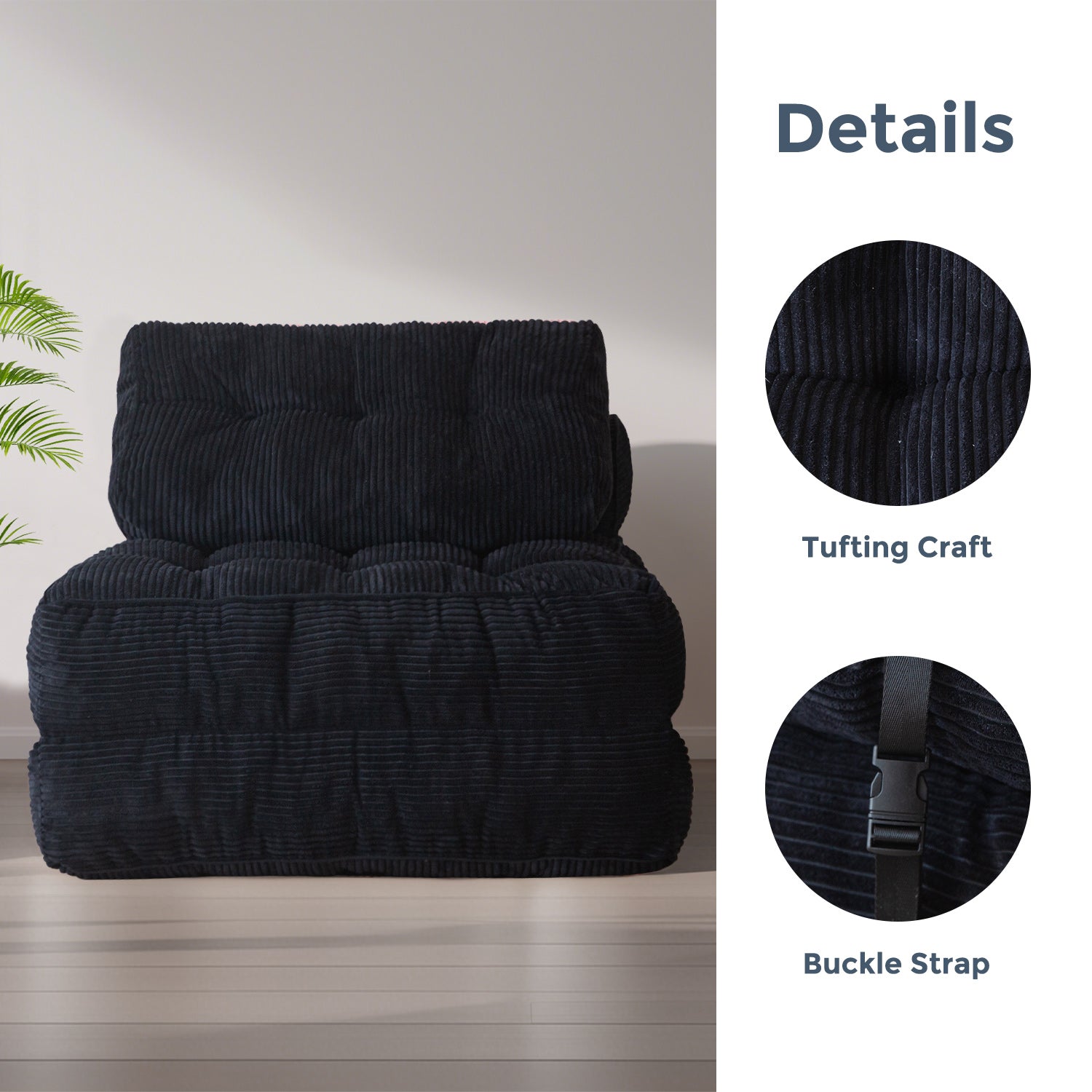 MAXYOYO Corduroy Sofa Bed - Convertible Sleeper Chair with Back Support | Comfortable for Living Room, Guest Room & Small Spaces