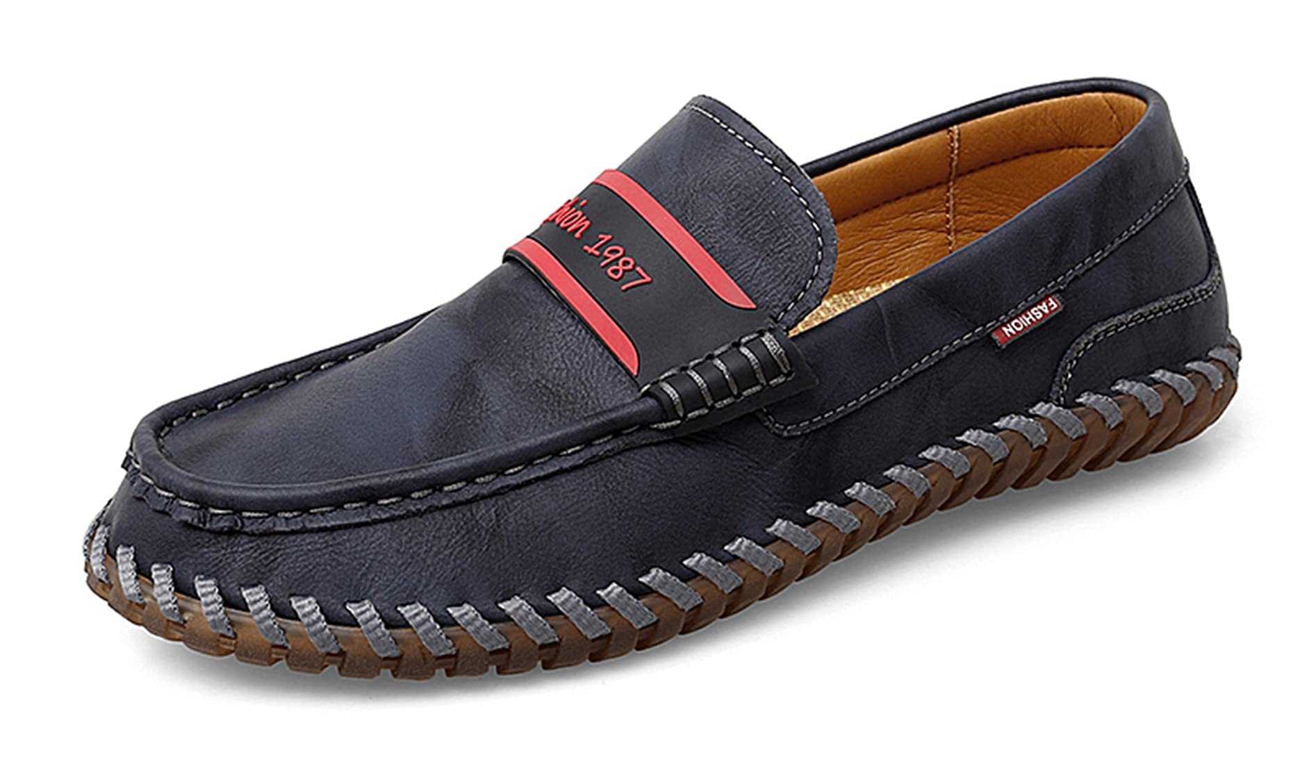 Minishion Men's Penny Loafers Slip-Ons - Comfortable Casual Driving Shoes with Stitched Detail | Perfect for Work, Travel & Everyday Wear