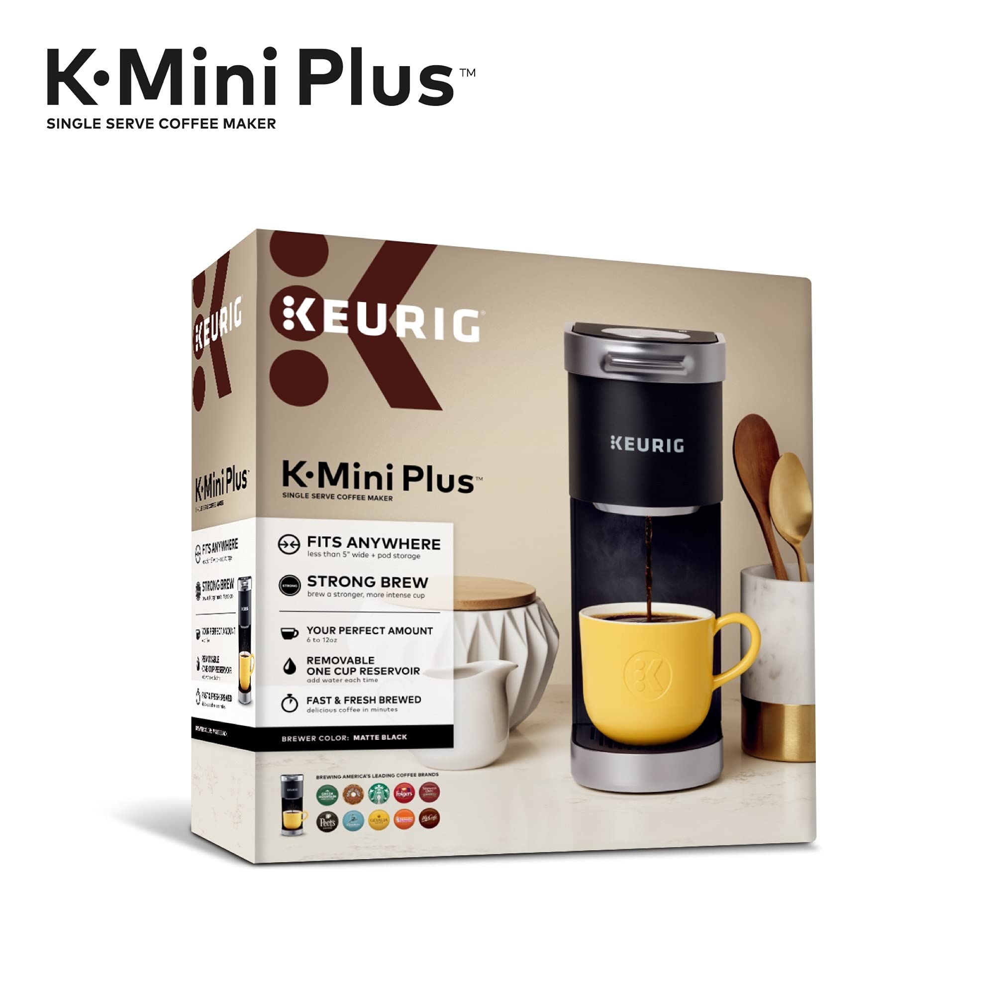 Keurig K-Mini Plus Single Serve Coffee Maker with 32 Newman's Own Organics Special Blend K-Cup Pods - Compact Design for Home, Office & Dorm Use