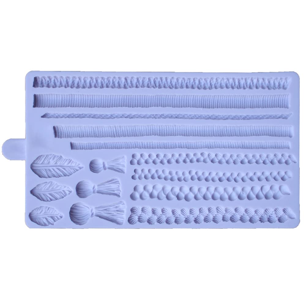 Premium Hemp Rope Silicone Mold for Cake Decorating - Fondant, Gum Paste & Chocolate Molds - DIY Woven Texture for Resin, Clay, Wax, Soap & Plaster Crafts - Perfect for Wedding Cakes, Birthday Cupcakes & Cookie Decorating